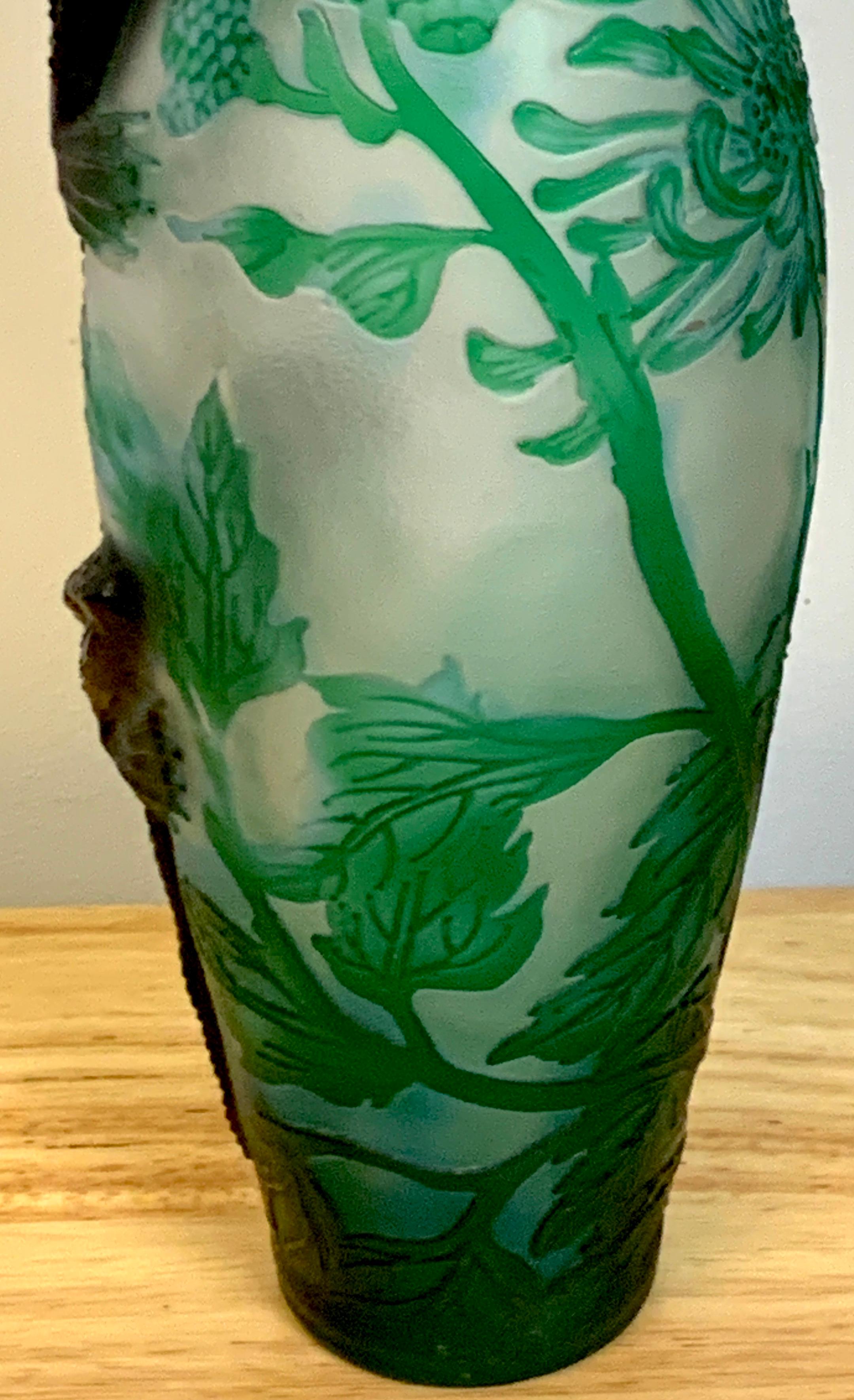 Art Nouveau Style Dragon Motif Cameo Glass Ewer/Vase, After Emile Gallé 4