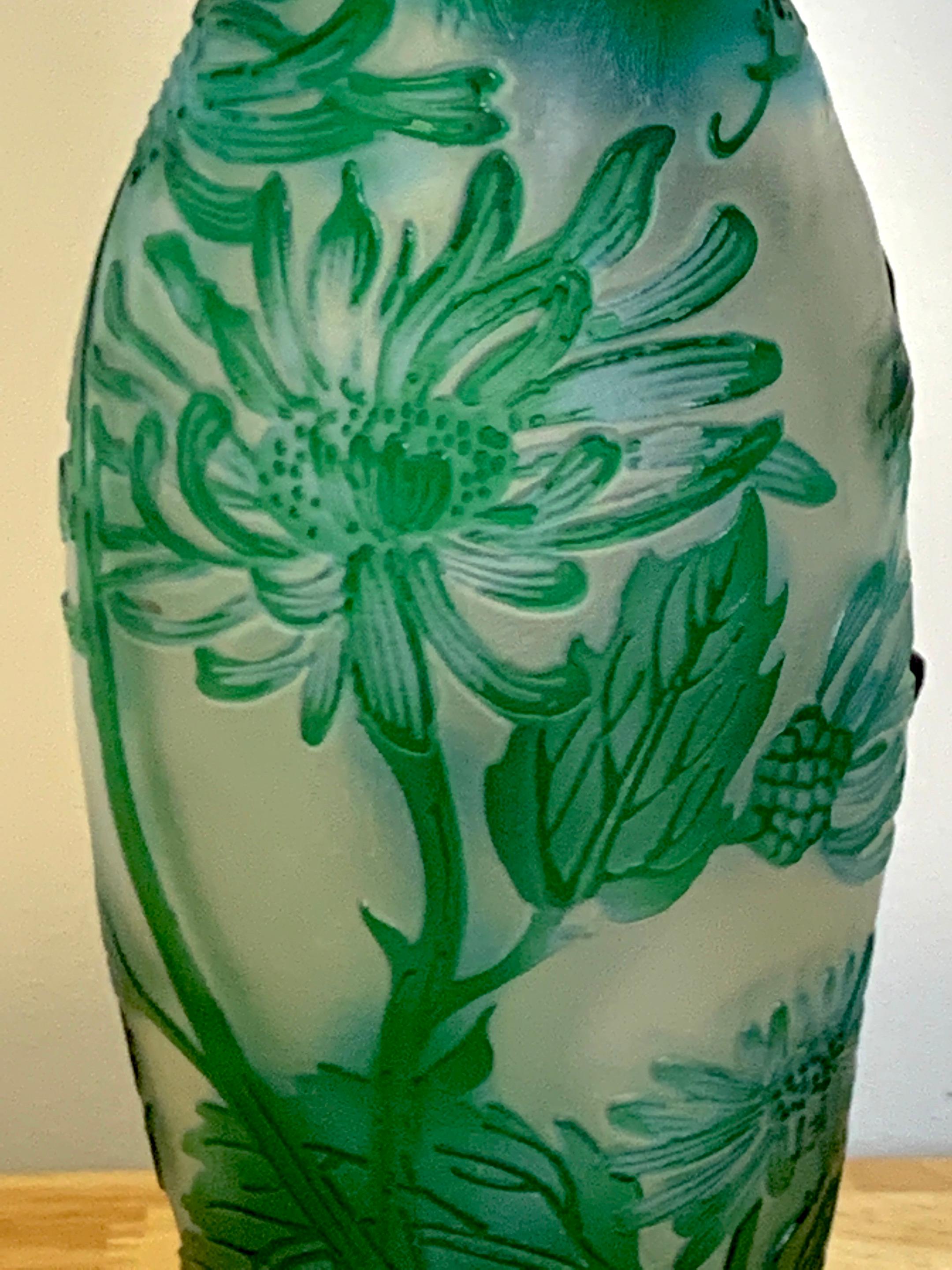 Art Glass Art Nouveau Style Dragon Motif Cameo Glass Ewer/Vase, After Emile Gallé