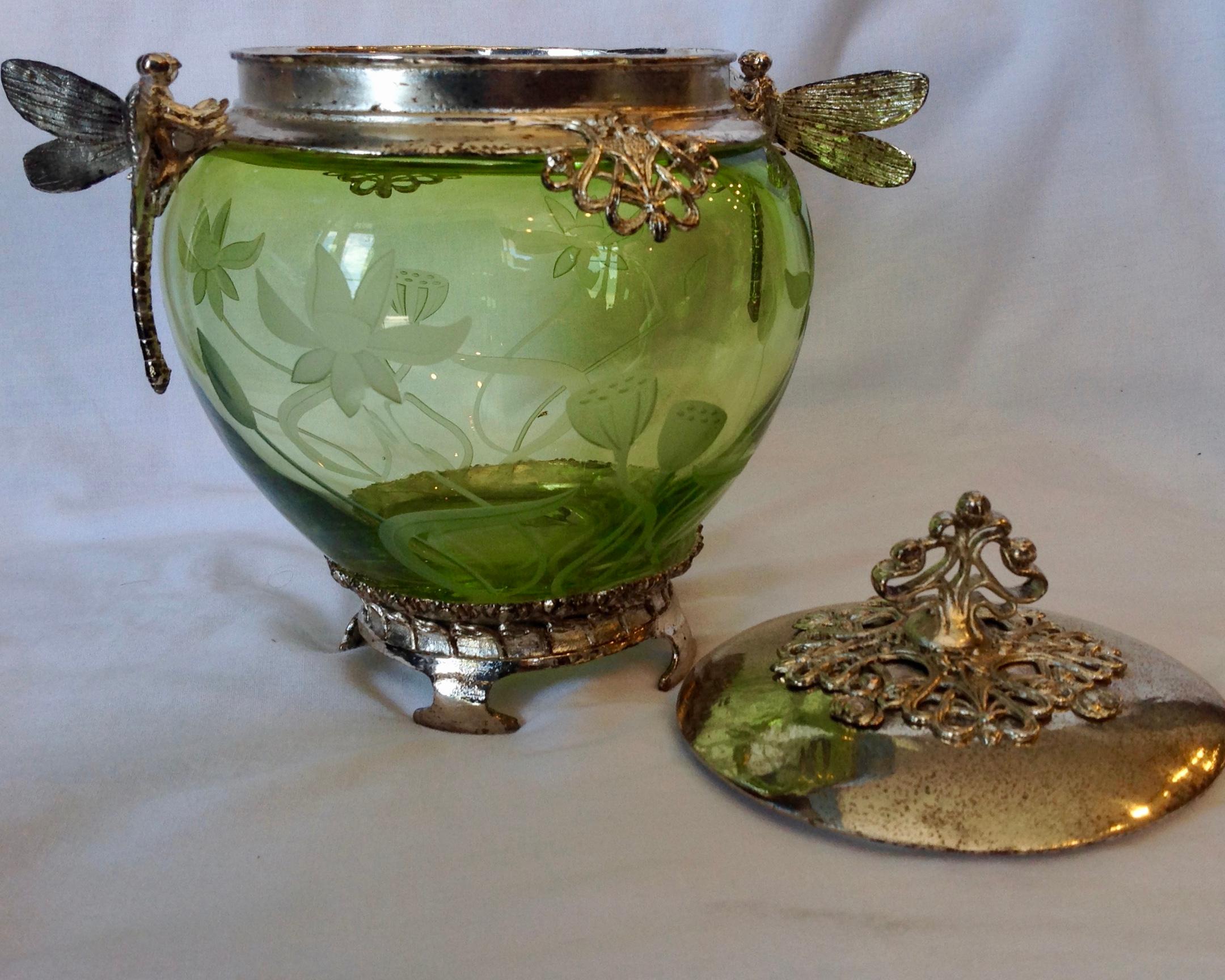 Art Nouveau Stil Libelle Glas (amerikanisch)