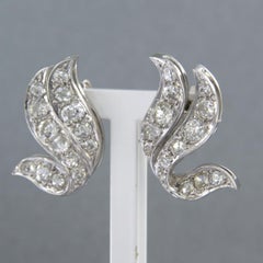 Art nouveau style Earrings diamonds 18k white gold