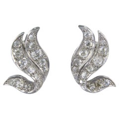 Art nouveau style Earrings diamonds 18k white gold