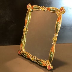 Art Nouveau Style Enamel Dressing Mirror in the Style of Jay Strongwater