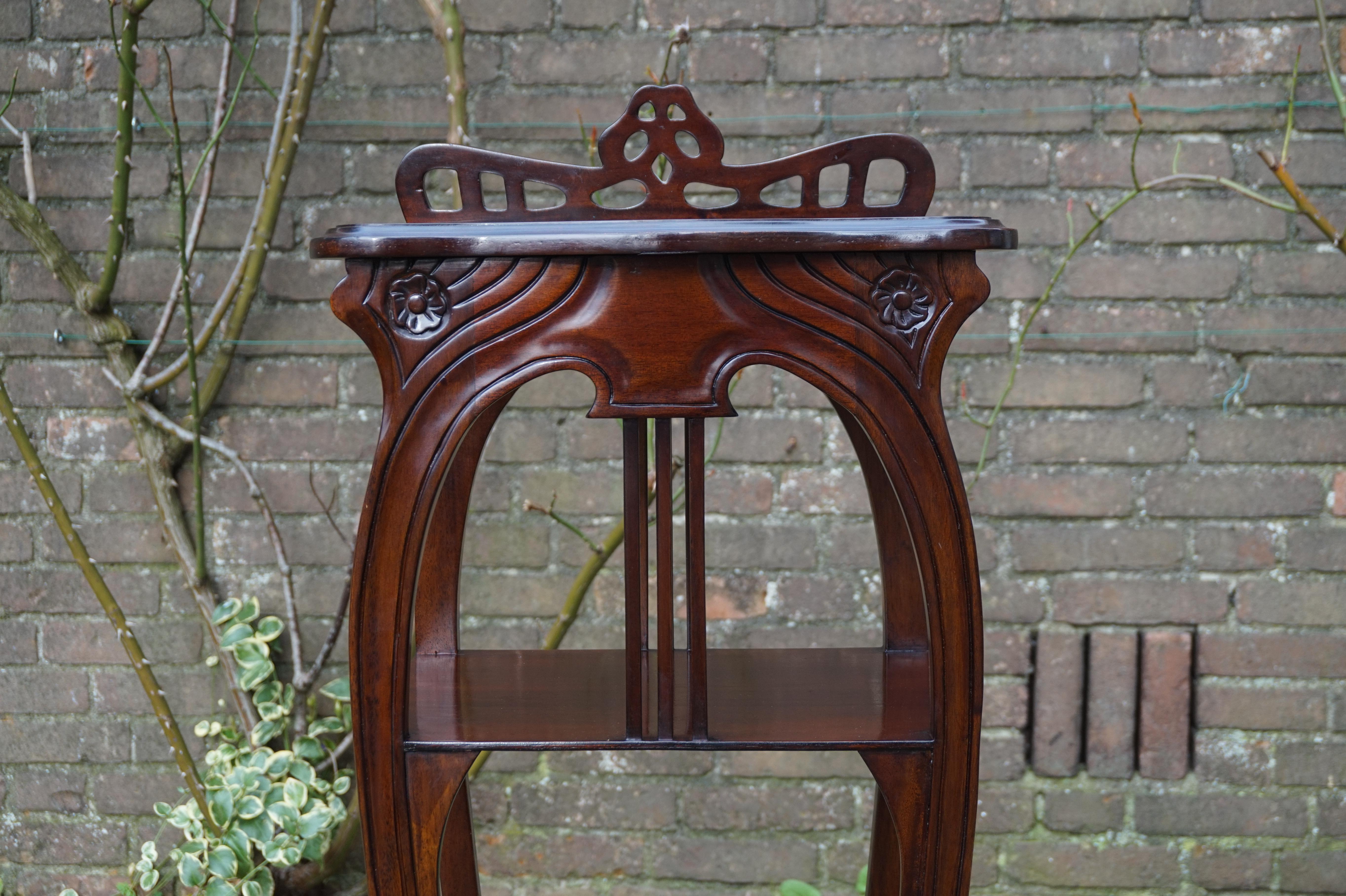 Hand-Crafted Art Nouveau Style Etagere Stand / Side Table in the Manner of Louis Majorelle