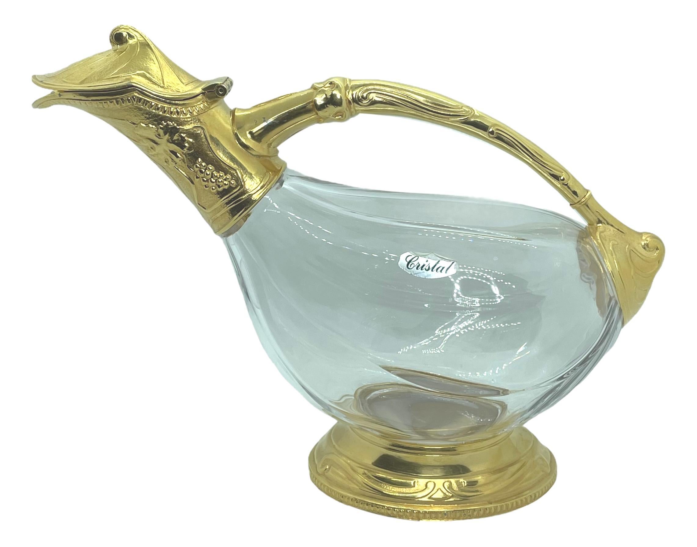 Classic Art Nouveau style wine decanter made by Etains du Manor, France. Nice addition to your table or bar.
