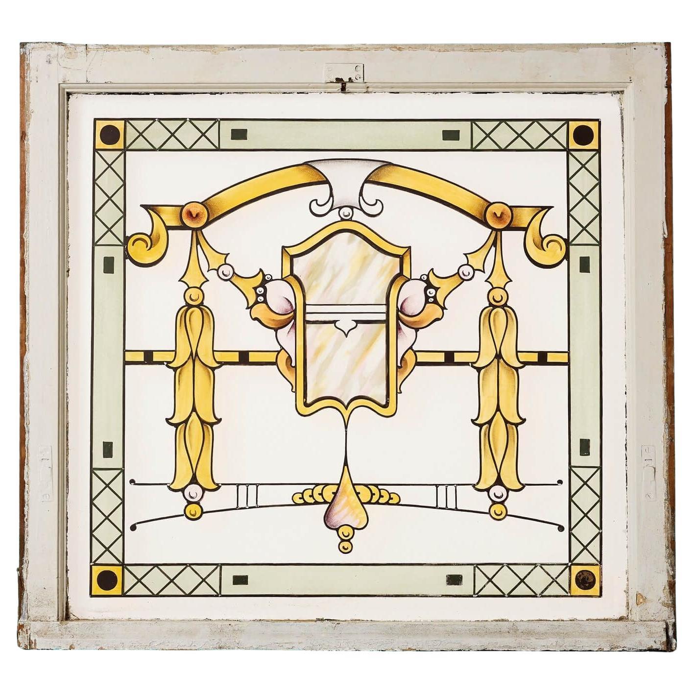 Fenêtre en verre gravé de style Art Nouveau
