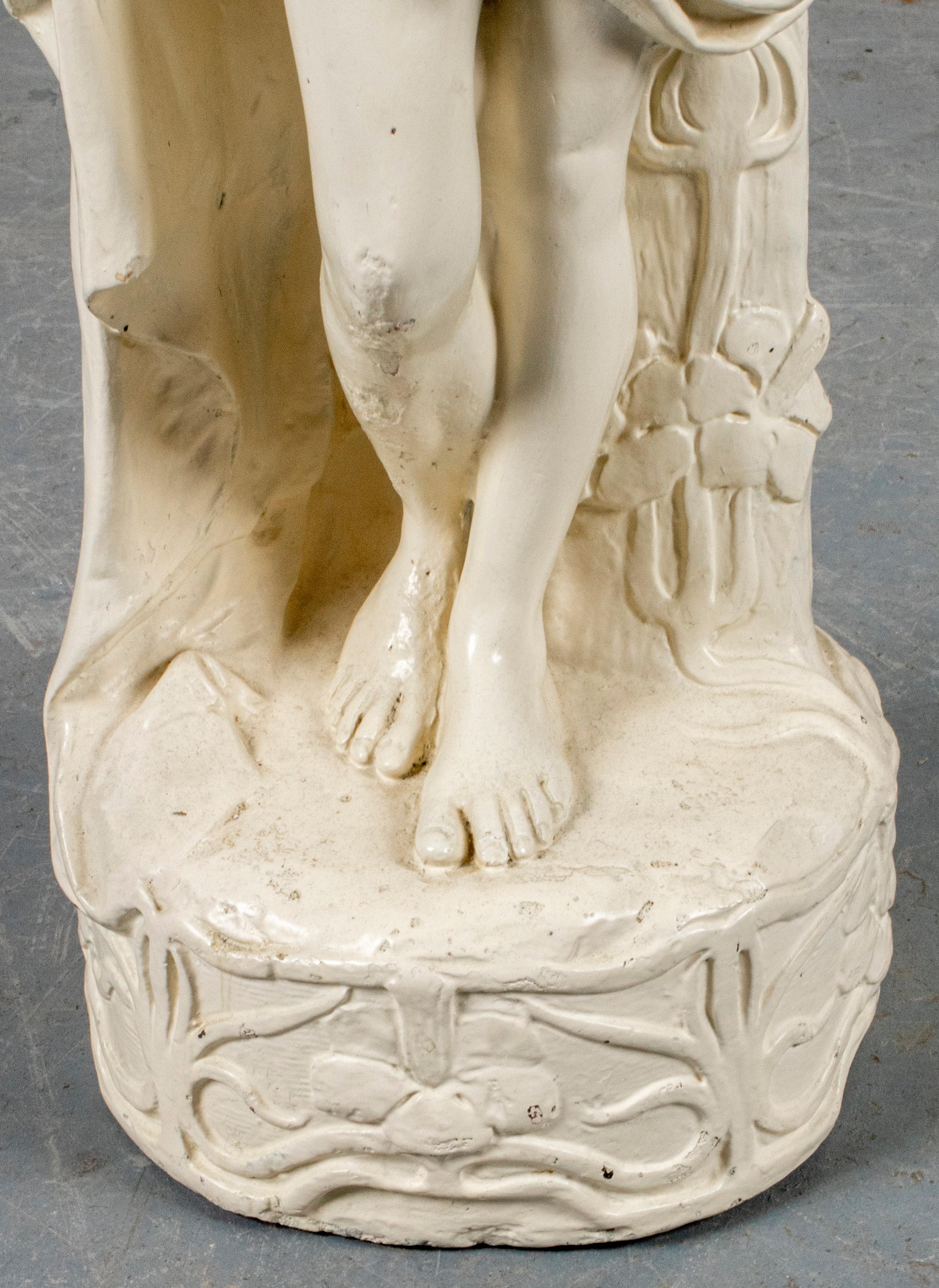 Painted Art Nouveau Style Figure of a Maiden Statue For Sale
