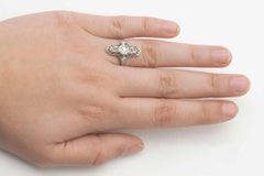 Art Nouveau Style Filigree Diamond Shield Engagement Ring