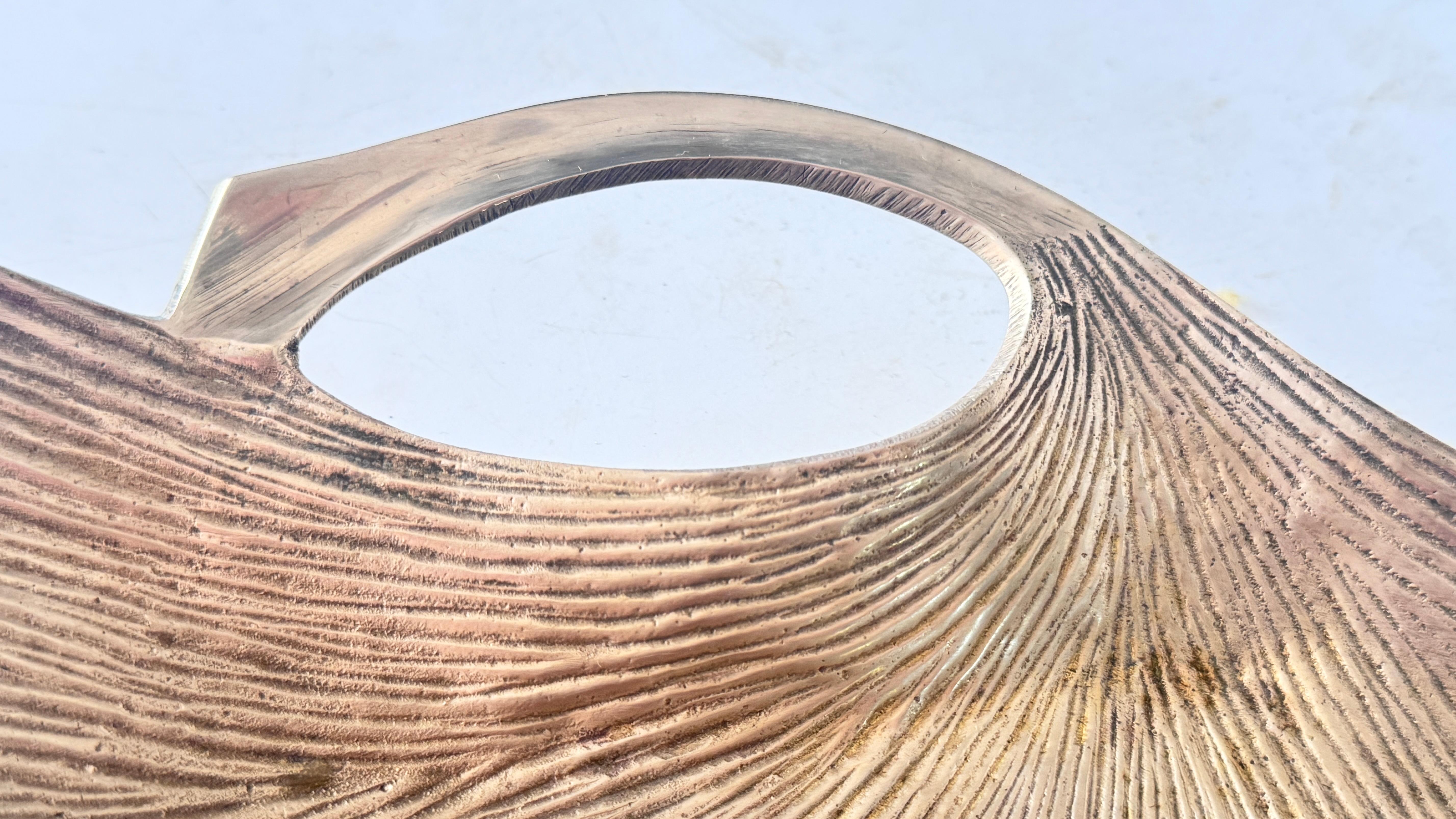 Videopoche in stile Art Nouveau con foglie di Ginkgo, in ottone lucido, scultoreo in vendita 6