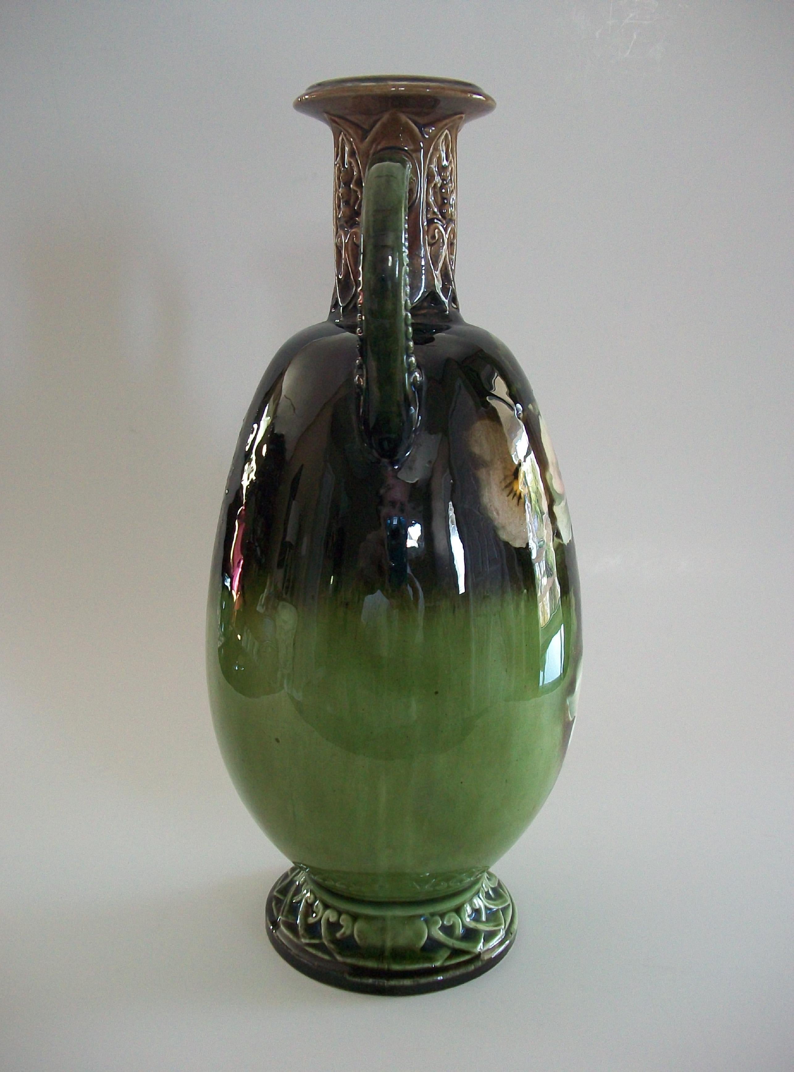 Art Nouveau Style Hand Painted Ceramic Vase - Czechia - Circa 1950's For Sale 5