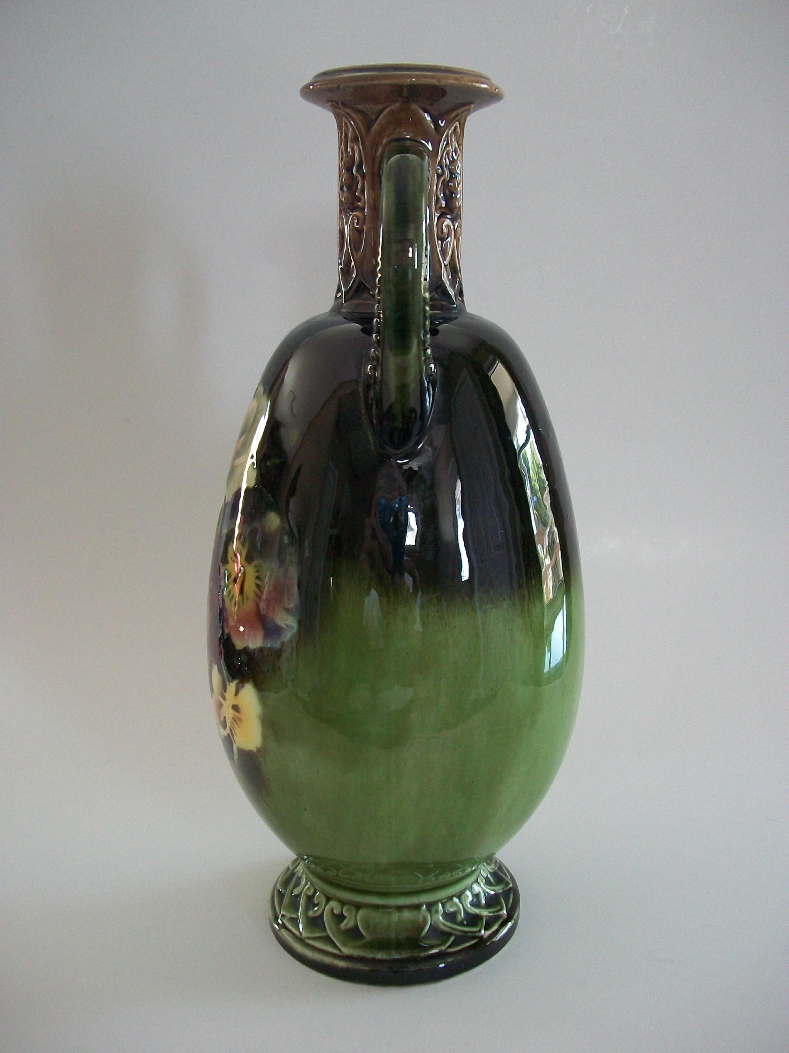 Art Nouveau Style Hand Painted Ceramic Vase - Czechia - Circa 1950's For Sale 6