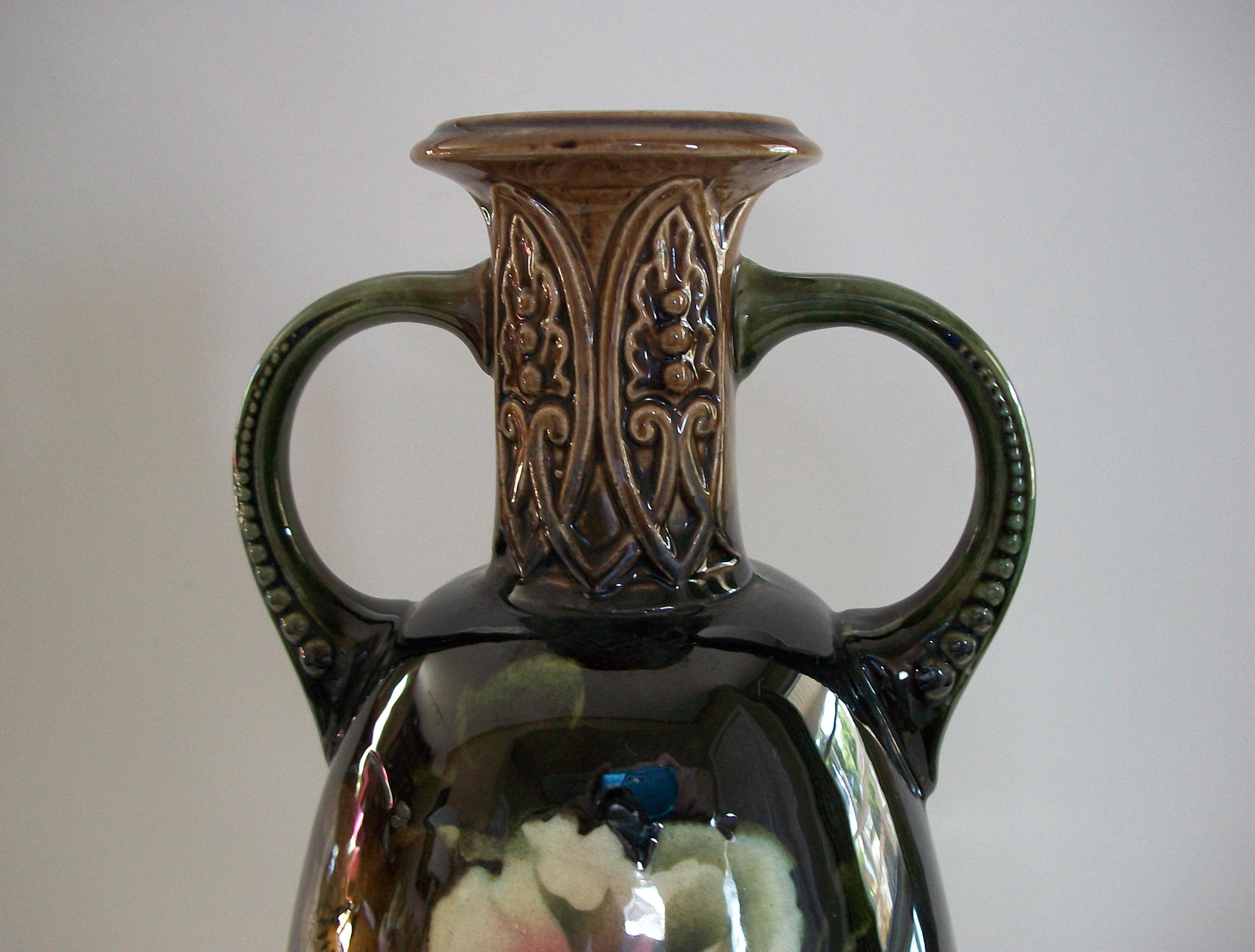 Art Nouveau Style Hand Painted Ceramic Vase - Czechia - Circa 1950's For Sale 8