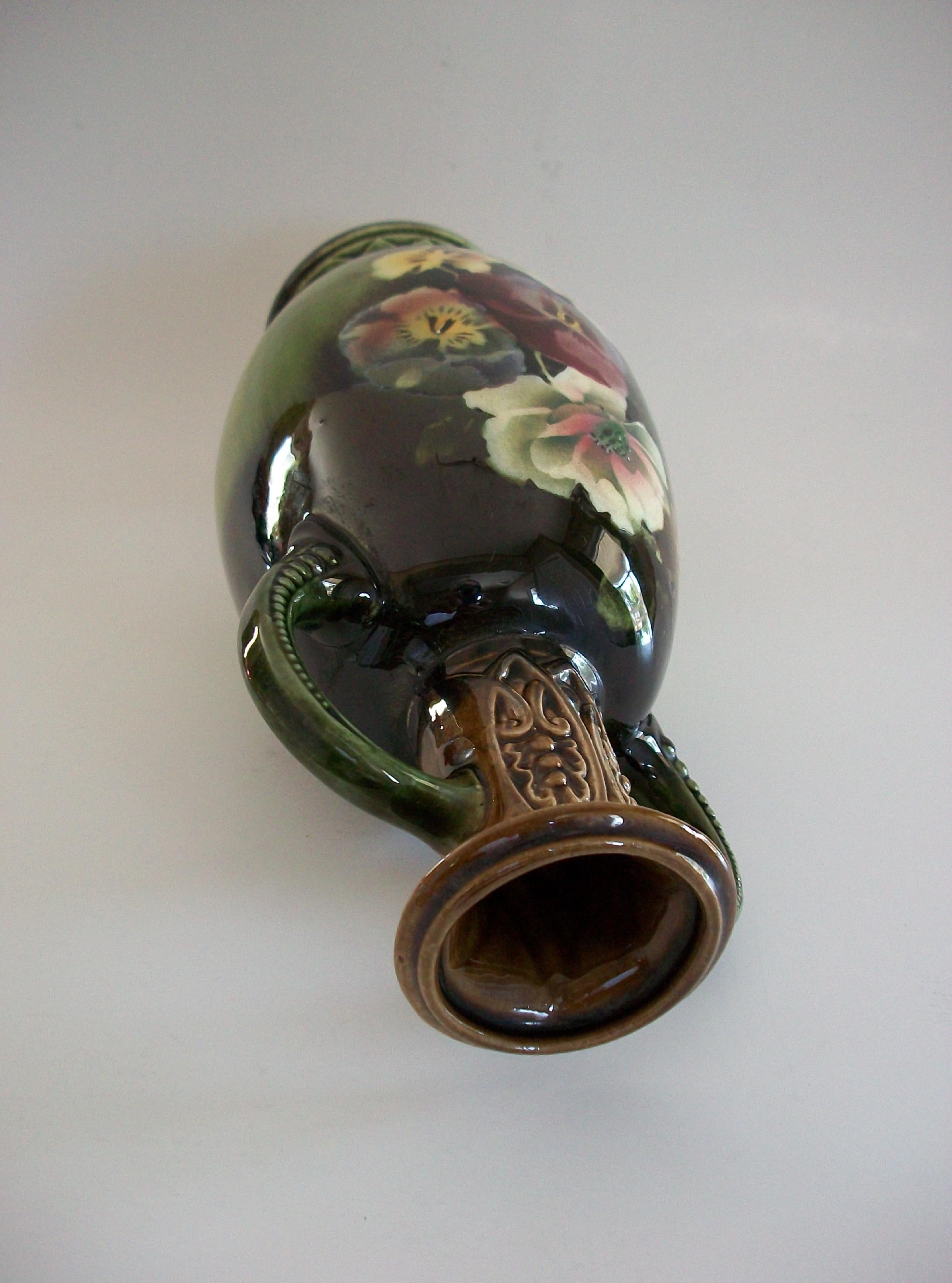 Art Nouveau Style Hand Painted Ceramic Vase - Czechia - Circa 1950's For Sale 10