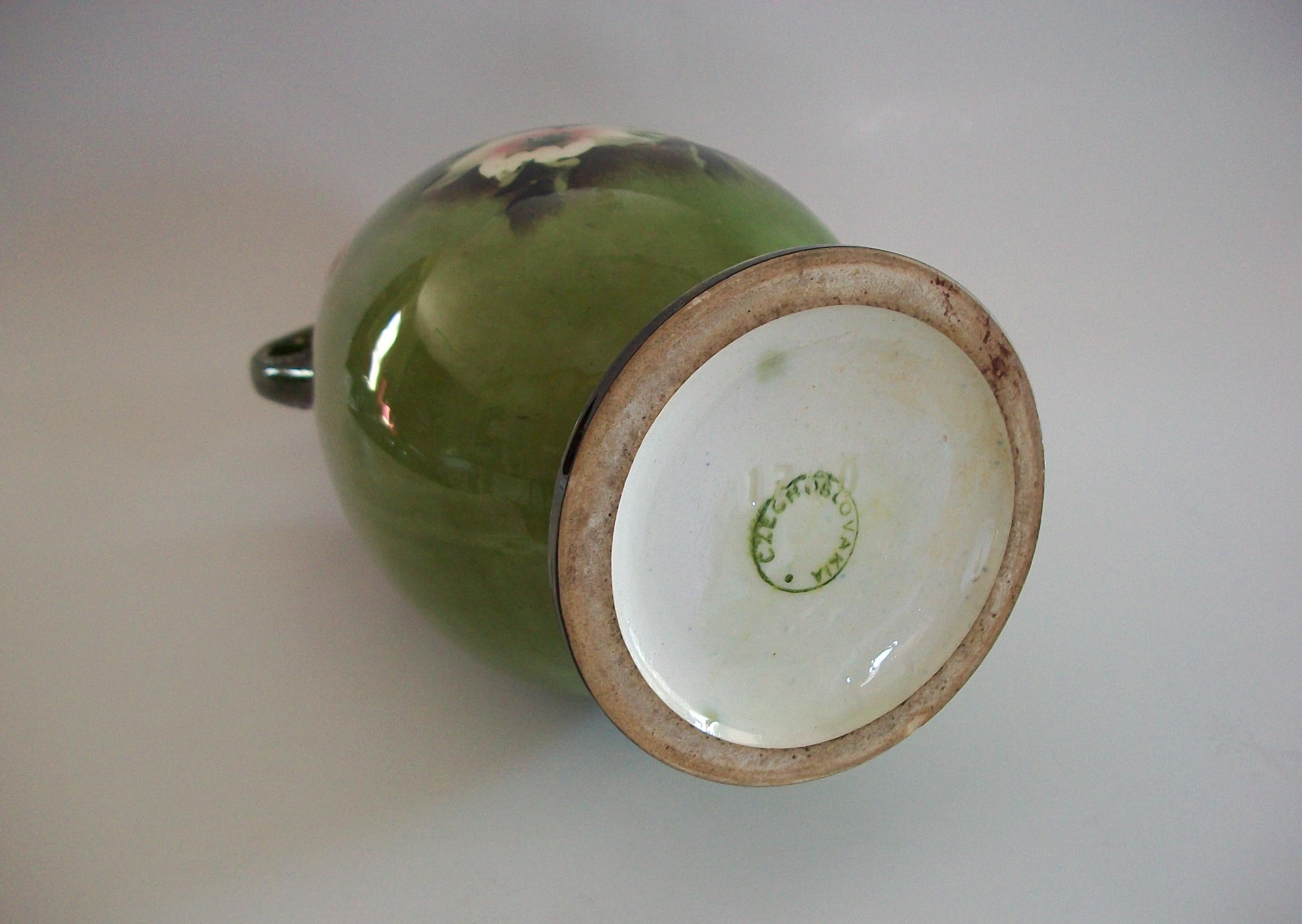 Art Nouveau Style Hand Painted Ceramic Vase - Czechia - Circa 1950's For Sale 11