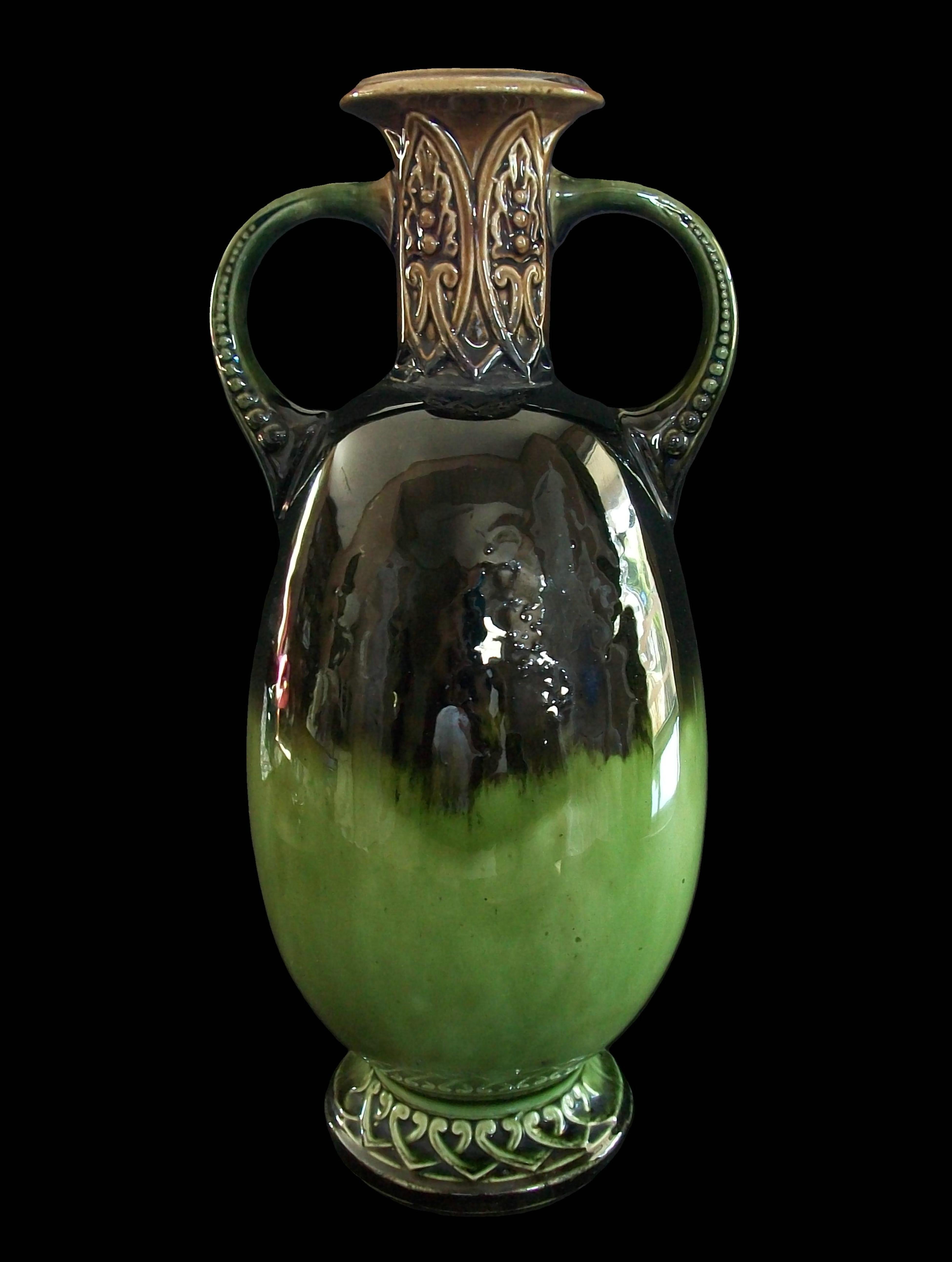 20th Century Art Nouveau Style Hand Painted Ceramic Vase - Czechia - Circa 1950's For Sale