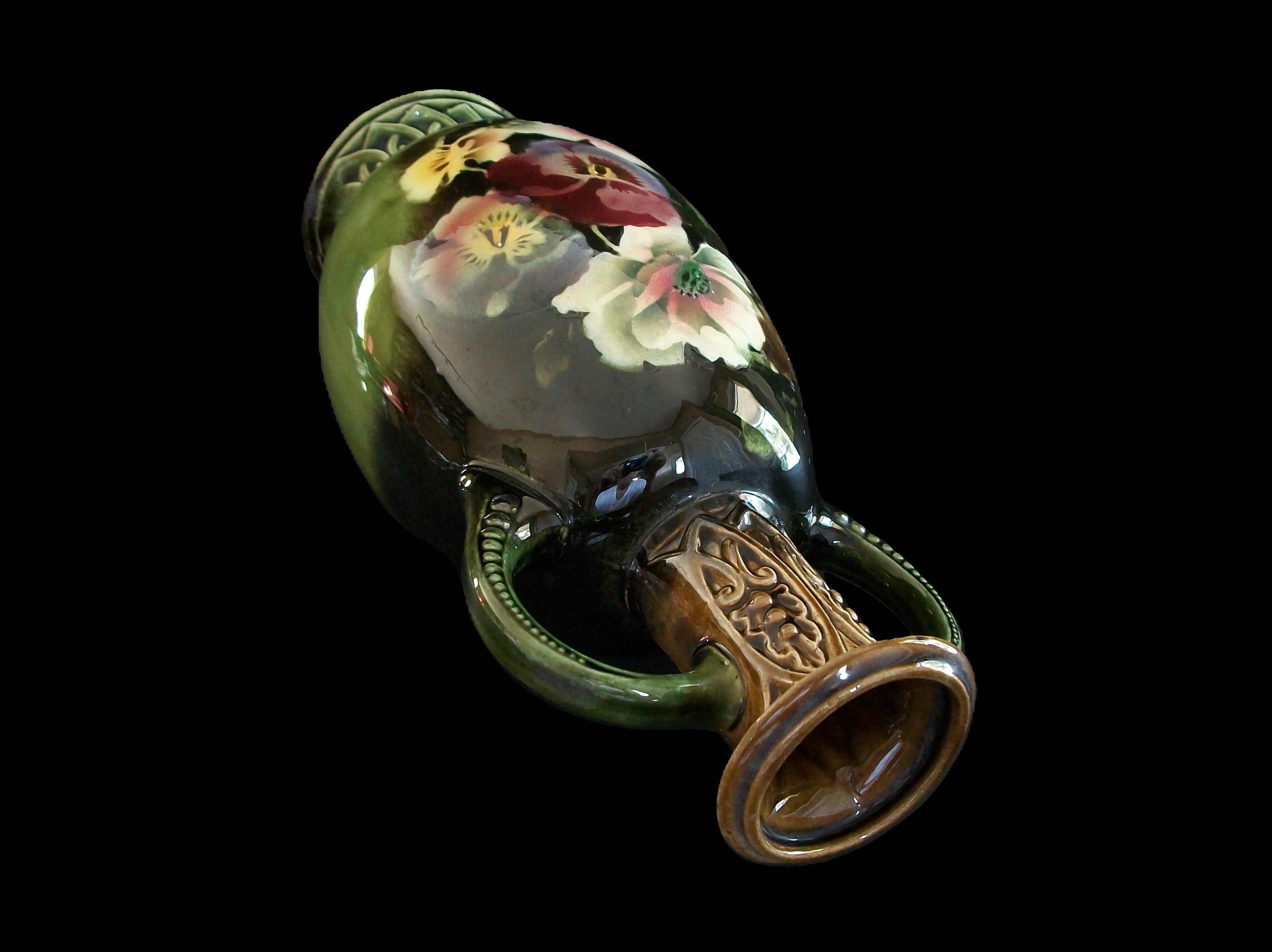 Art Nouveau Style Hand Painted Ceramic Vase - Czechia - Circa 1950's For Sale 1