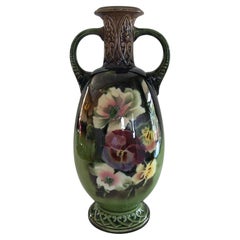 Art Nouveau Style Hand Painted Ceramic Vase - Czechia - Circa 1950's