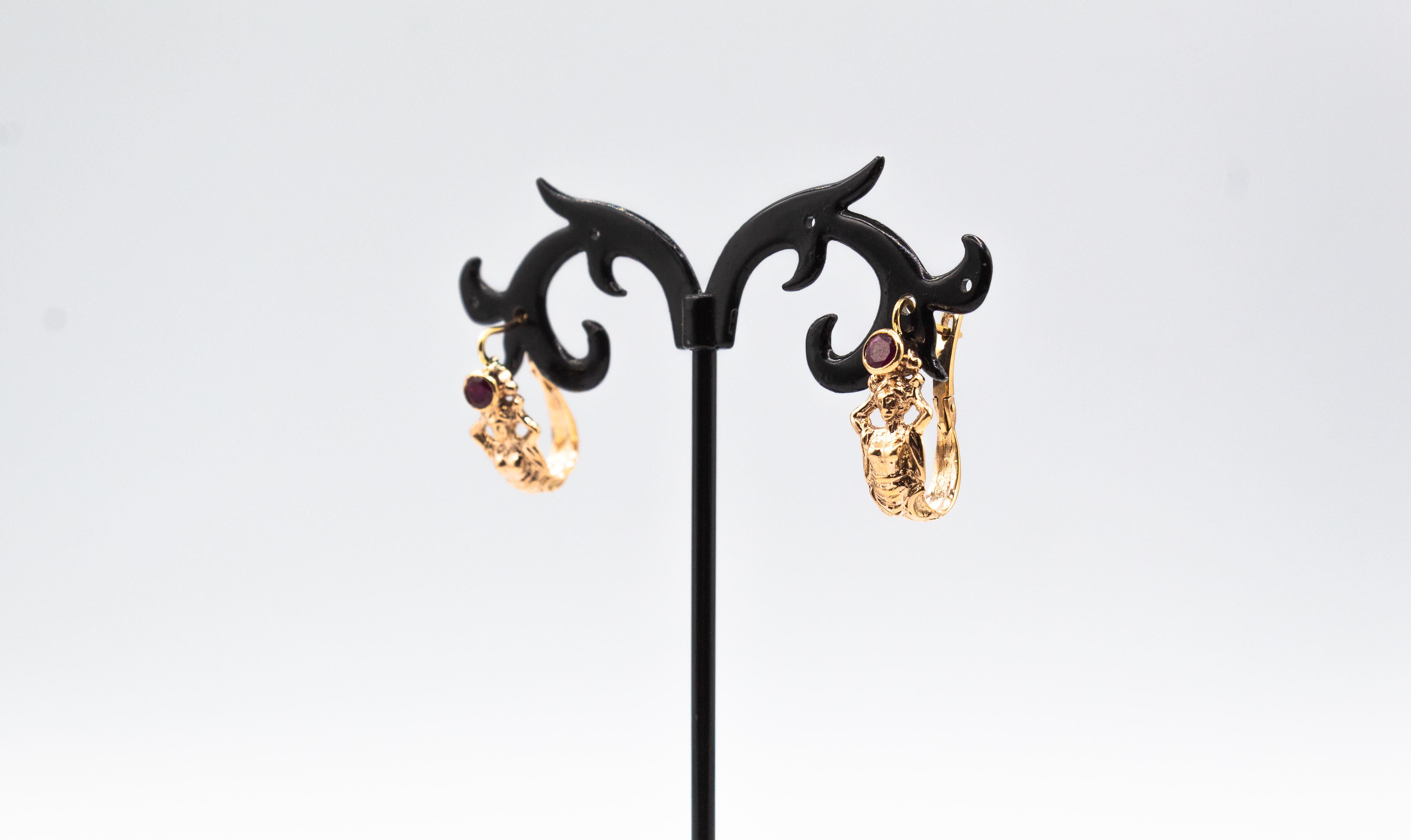 Jugendstil Handcrafted Smaragd Gelbgold Lever-Back Dangle Earrings im Angebot 10