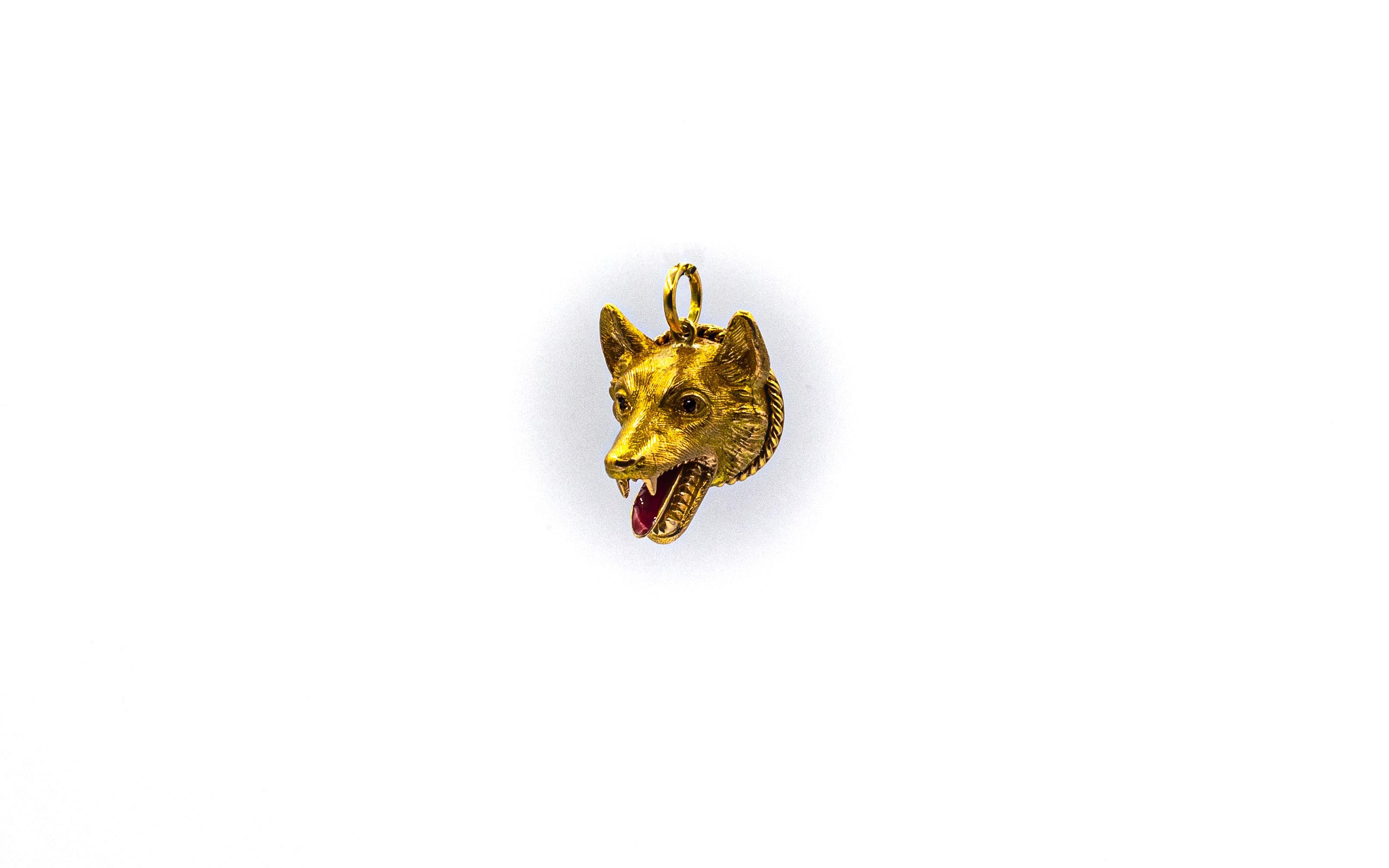 This Pendant is made of 9K Yellow Gold.
This Pendant has 0.08 Carats of Rubies.
This Pendant has Red Enamel.
This Pendant represents the 