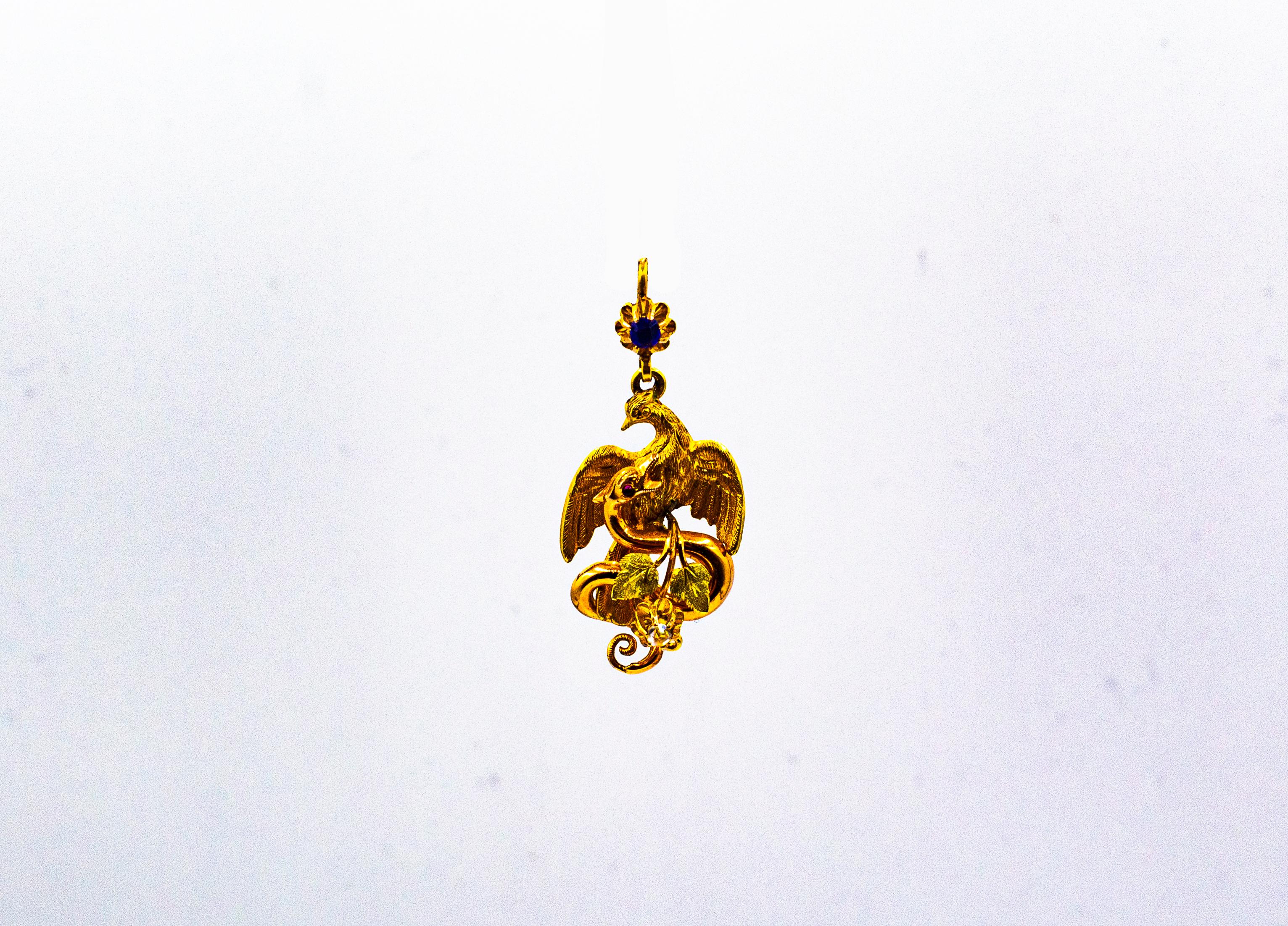 14k gold phoenix pendant