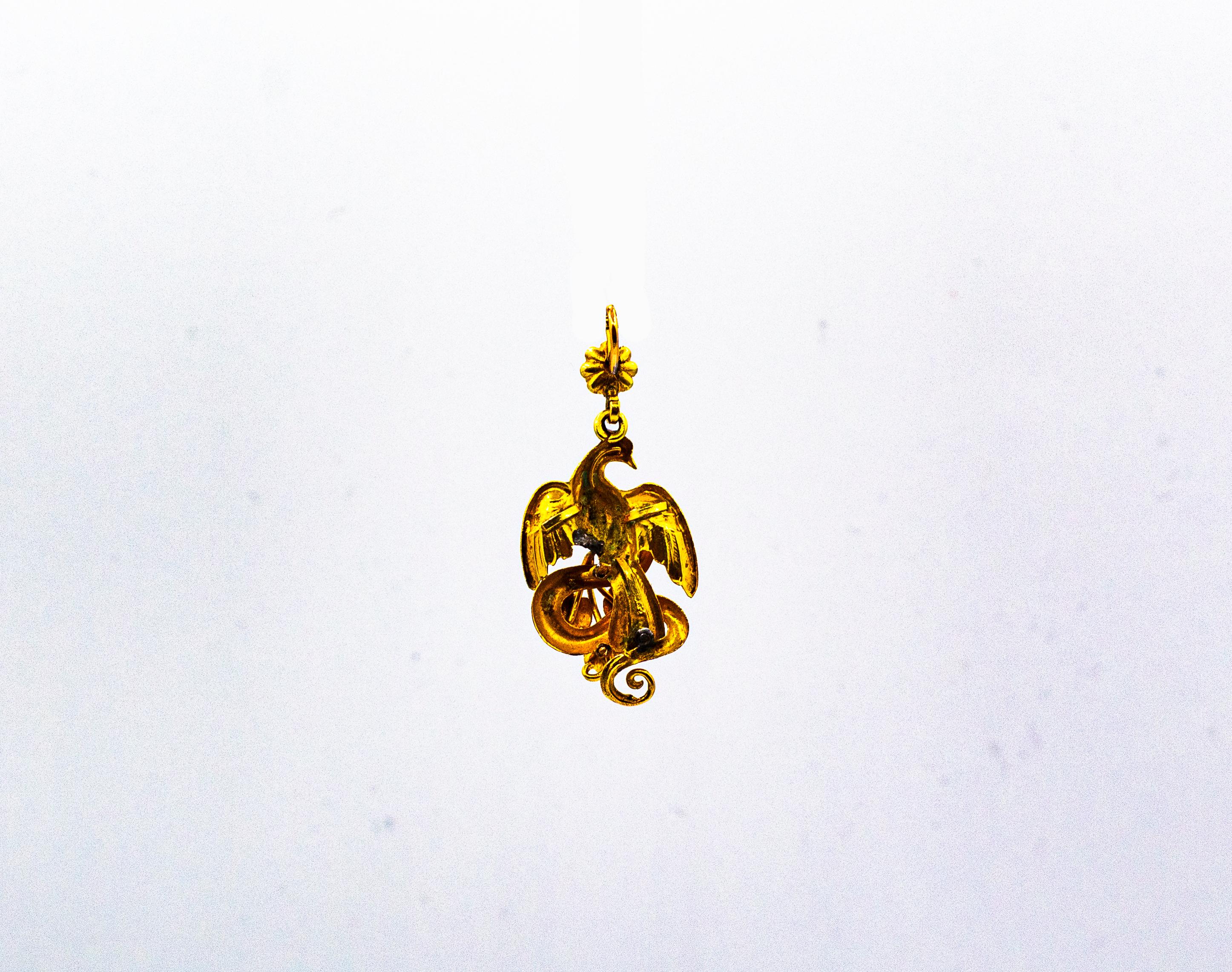 Art Nouveau Style Handcrafted Yellow Gold 