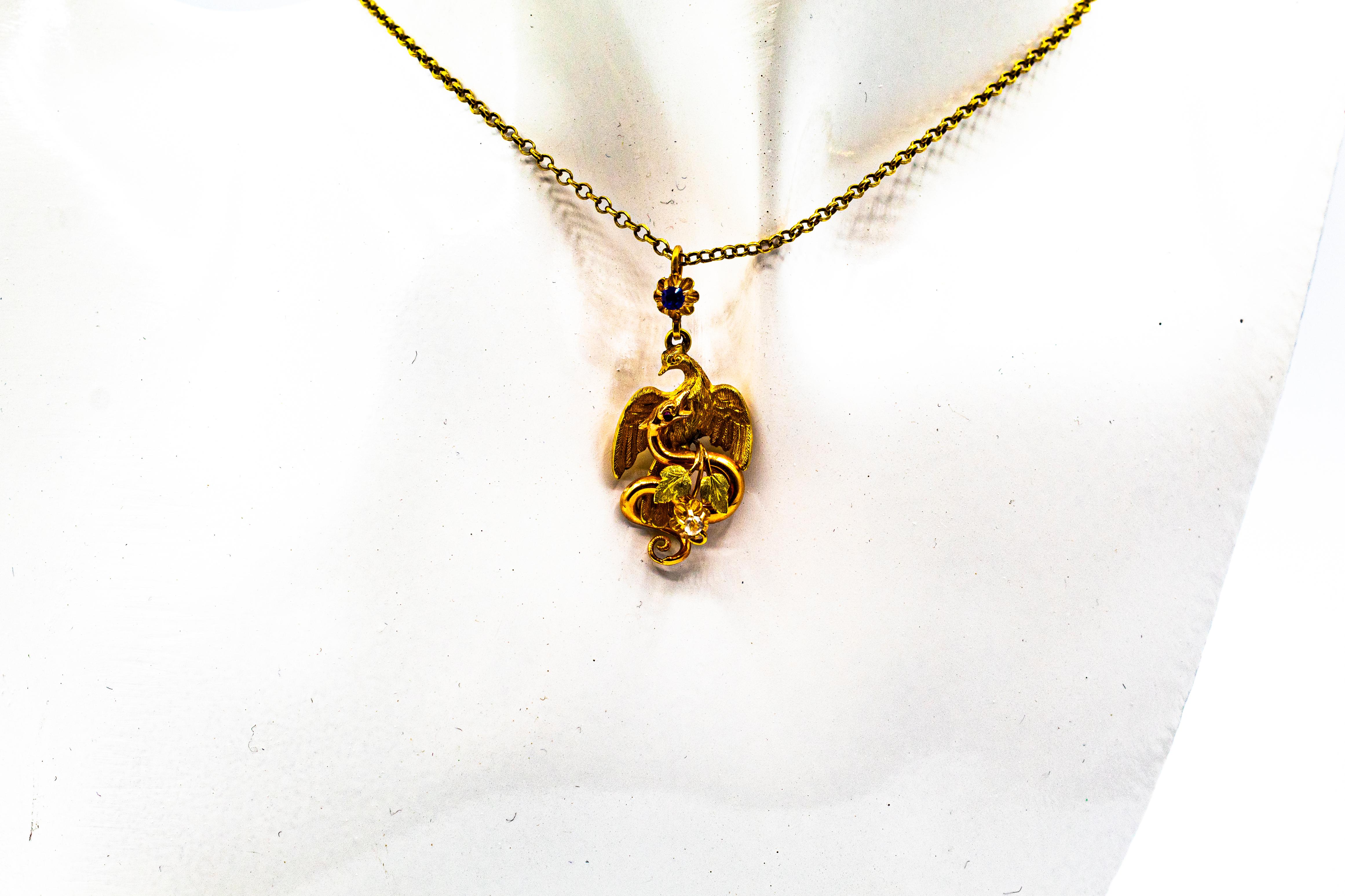 Art Nouveau Style Handcrafted Yellow Gold 