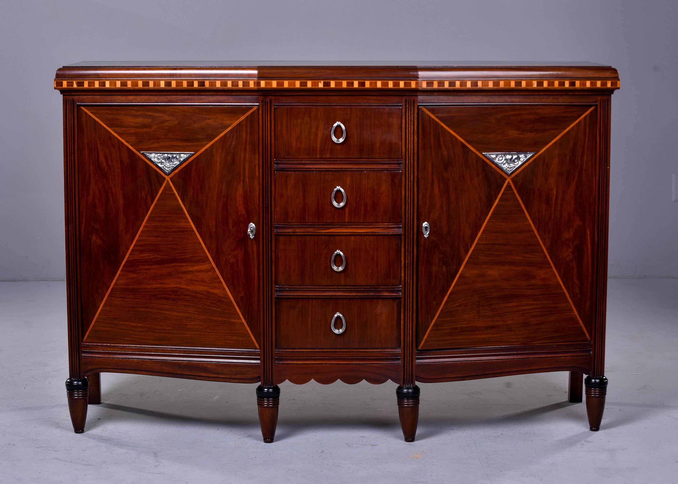 French Art Nouveau Style Mahogany Side Commode For Sale