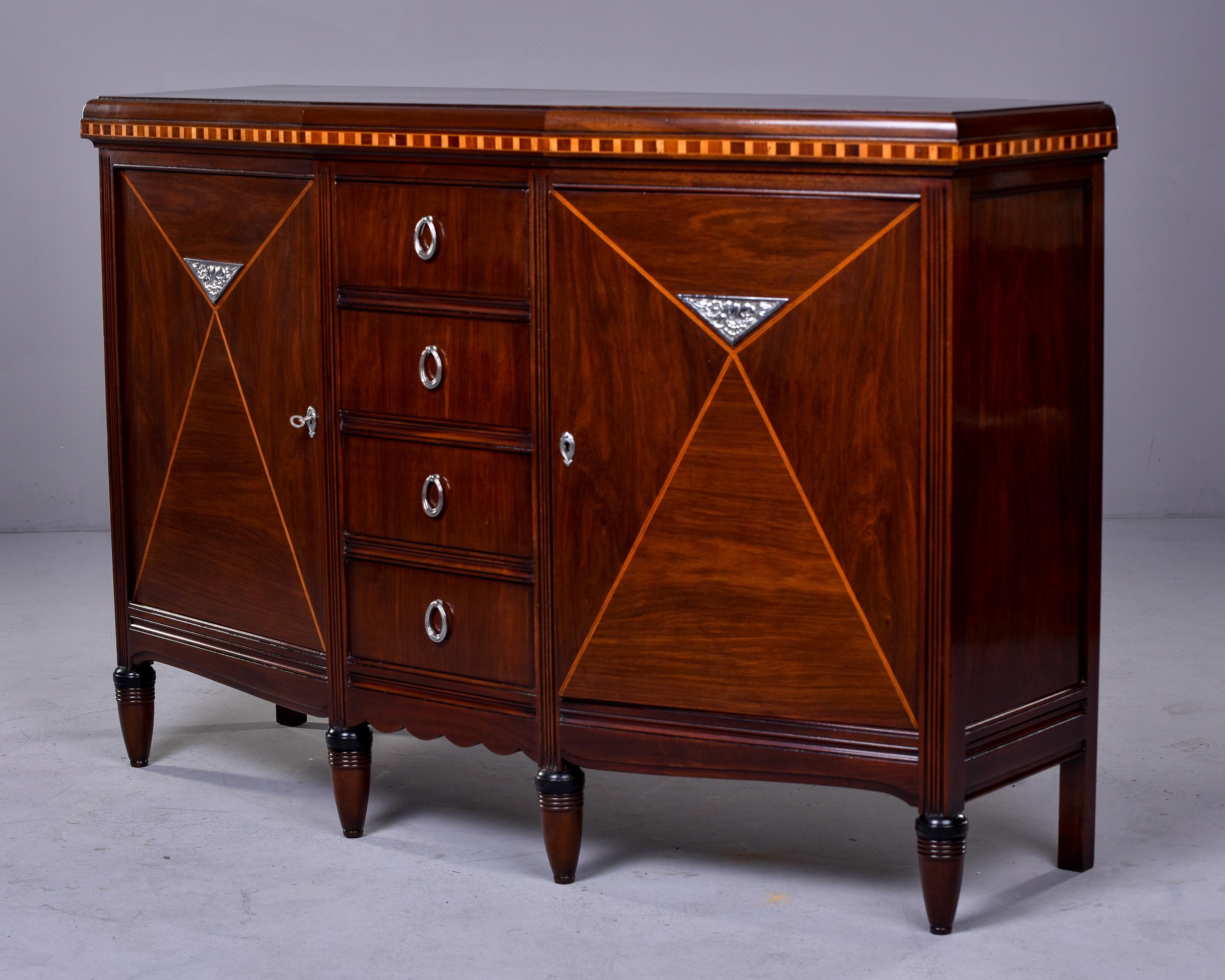 Art Nouveau Style Mahogany Side Commode In Good Condition For Sale In Troy, MI