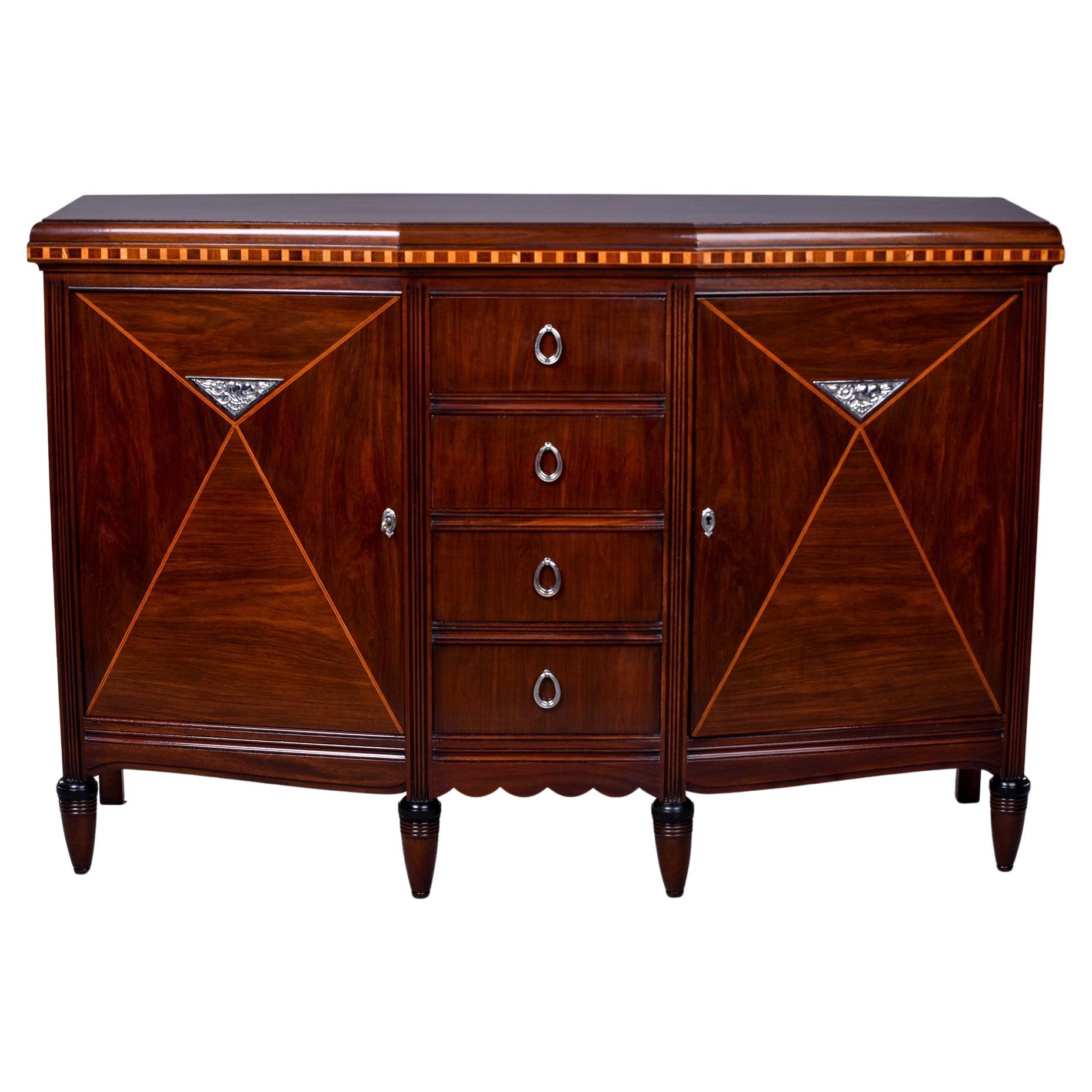 Art Nouveau Style Mahogany Side Commode For Sale