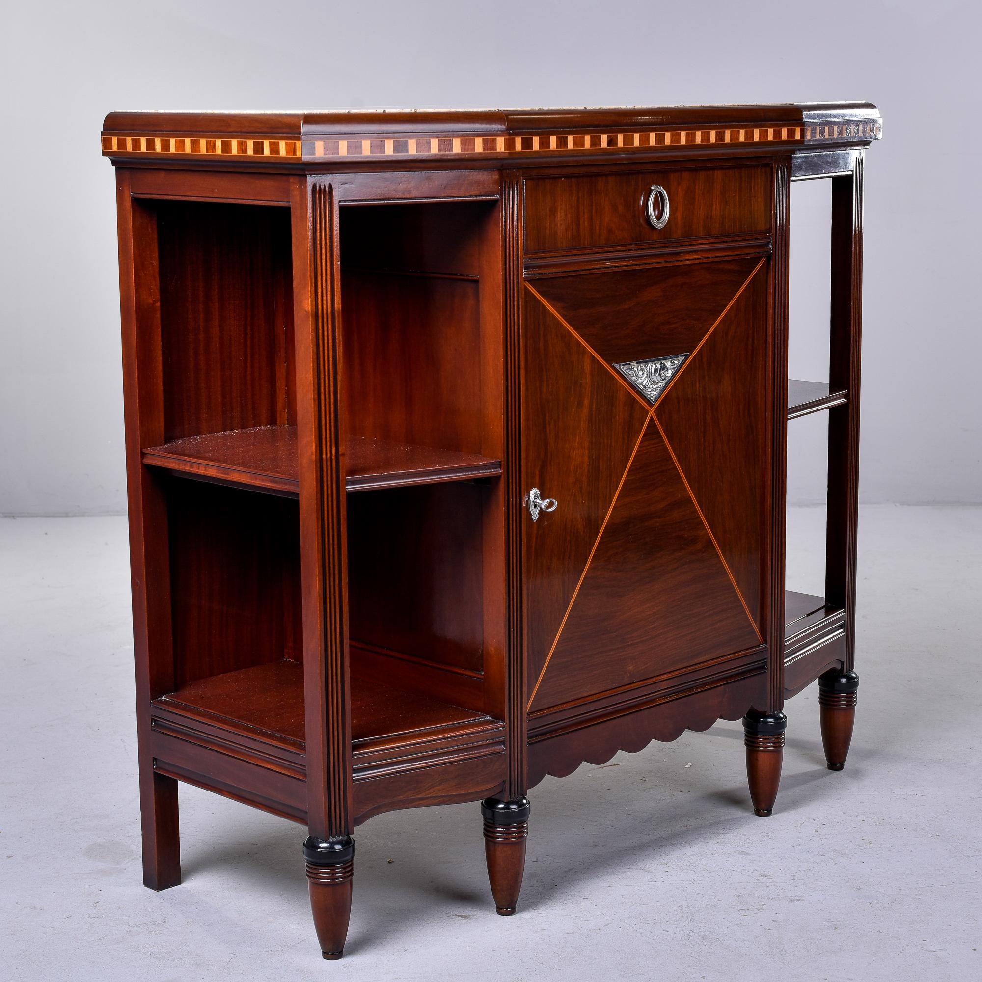 Art Nouveau Style Mahogany Sideboard with Marble Top For Sale 9