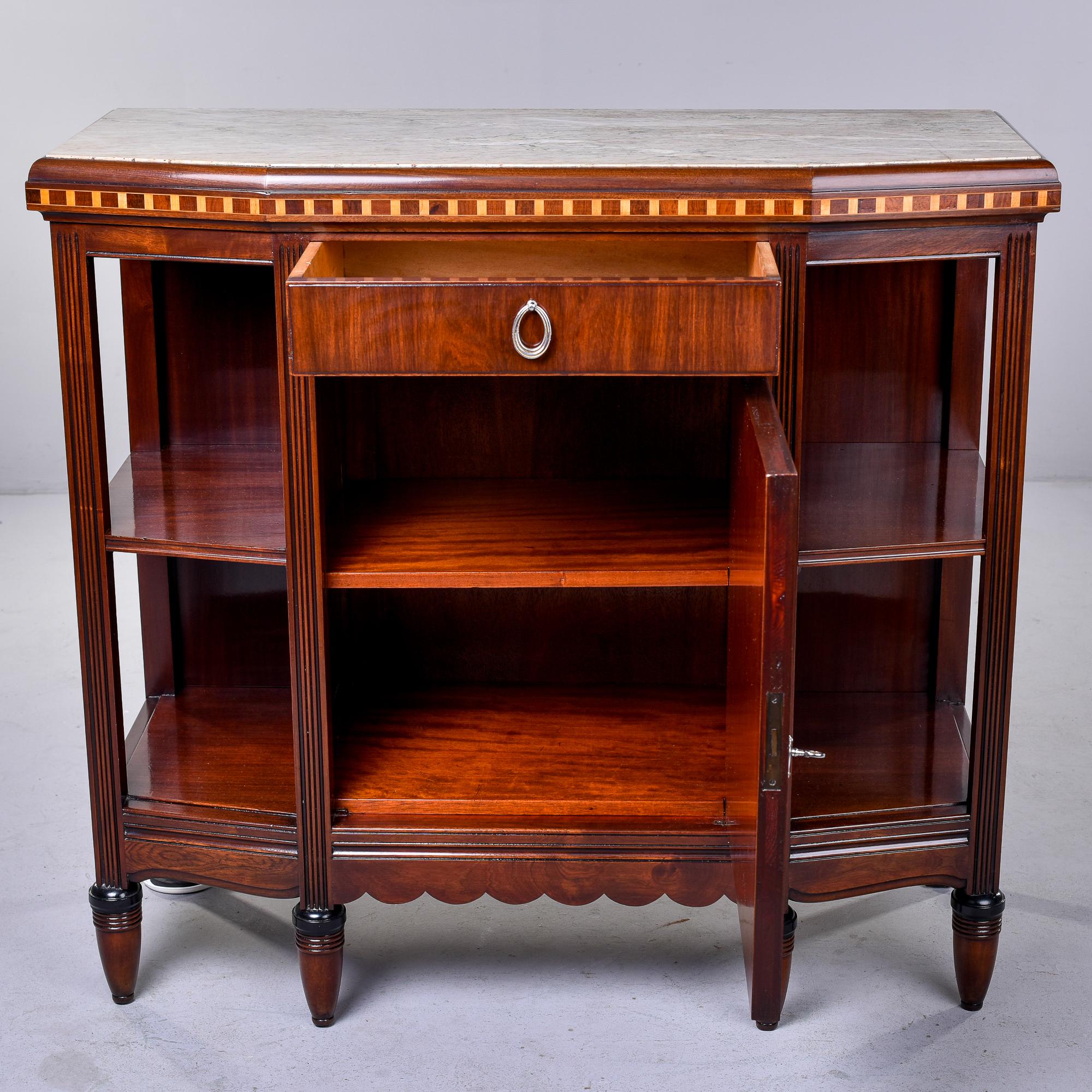 Art Nouveau Style Mahogany Sideboard with Marble Top In Good Condition For Sale In Troy, MI