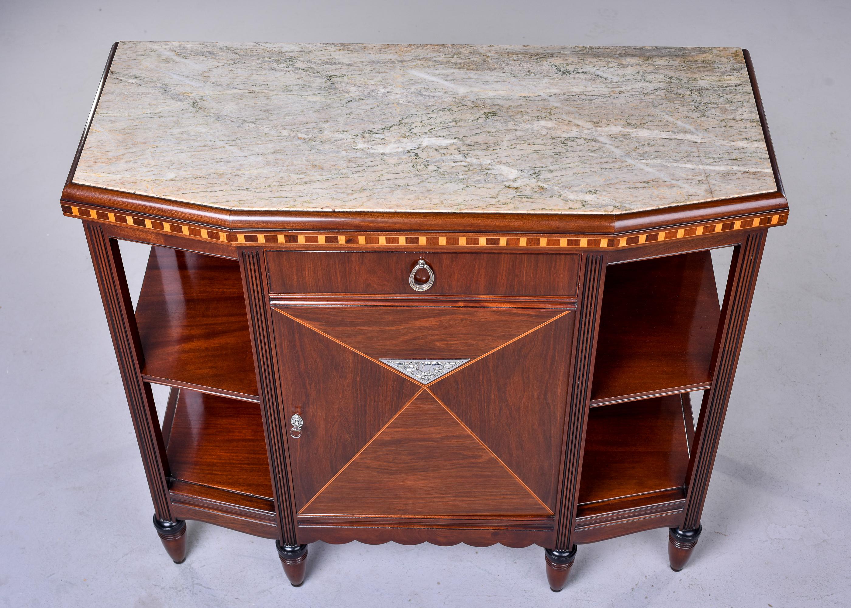 Art Nouveau Style Mahogany Sideboard with Marble Top For Sale 1