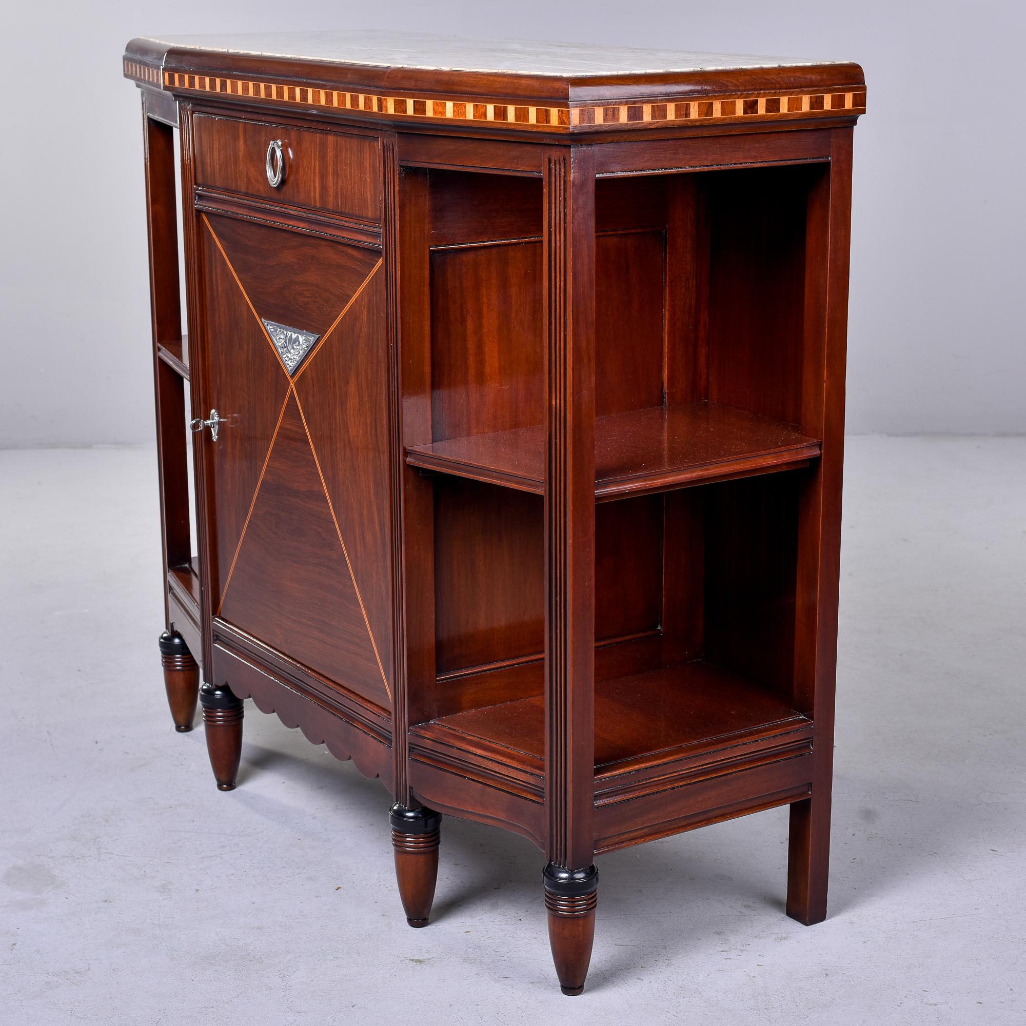 Art Nouveau Style Mahogany Sideboard with Marble Top For Sale 2