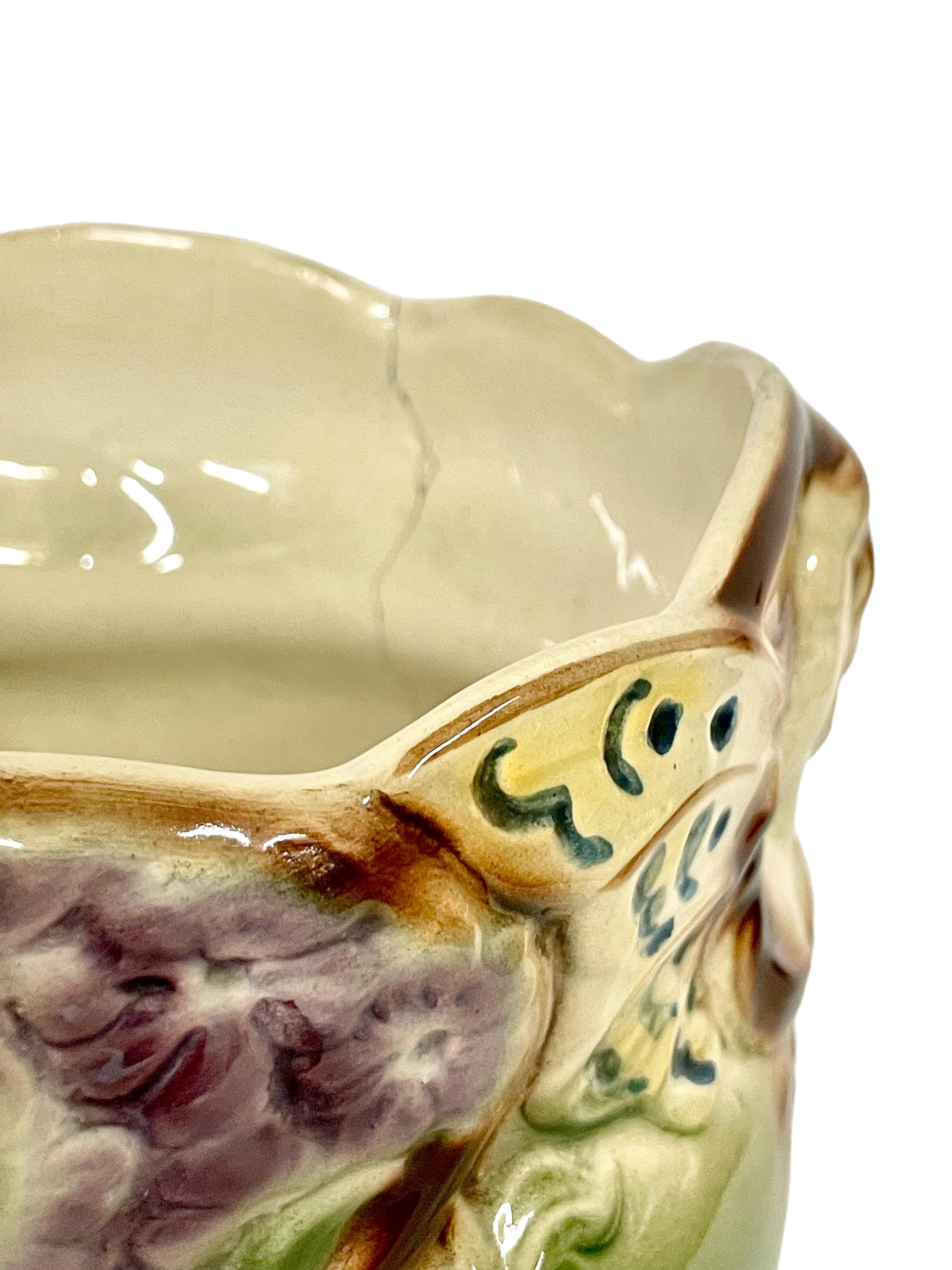 19th Century Art Nouveau style Majolica Cache Pot For Sale