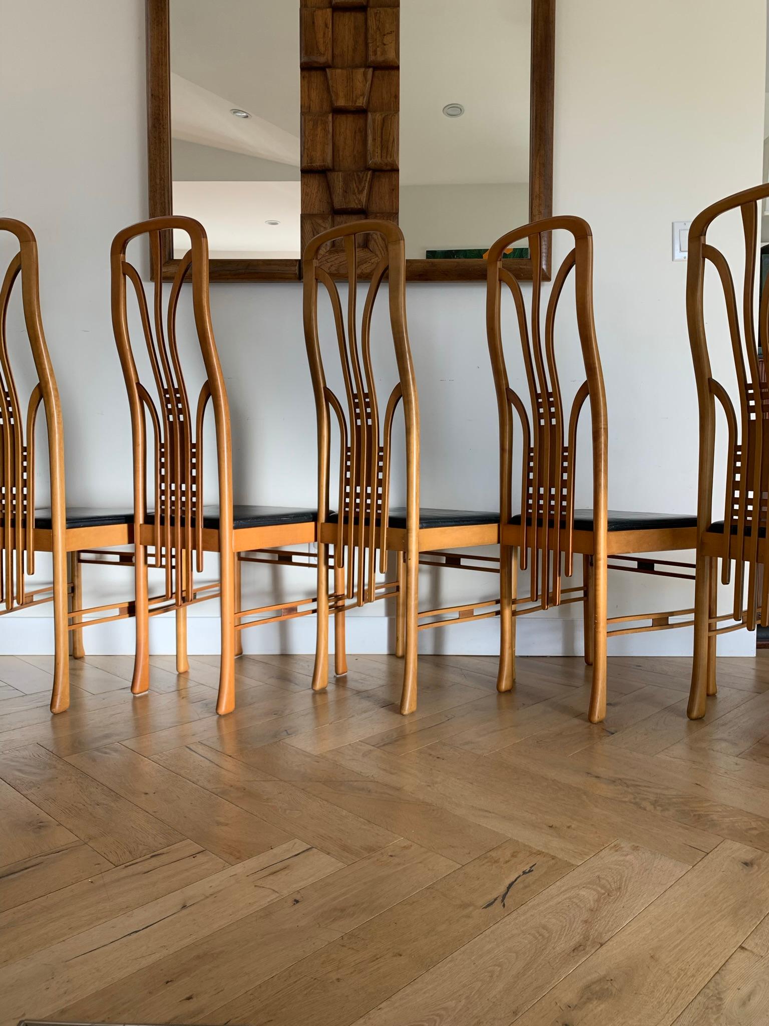 Italian Art Nouveau Masterly Dining Chairs, 1960s 5