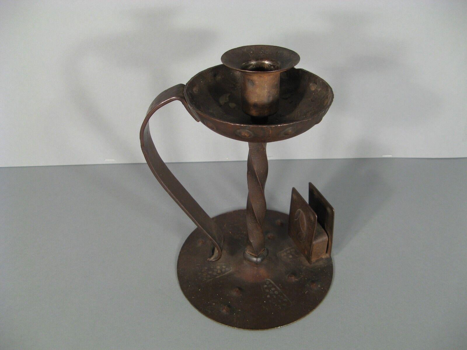 Art Nouveau Style Metal Candlestick by Goberg -1Y93 2