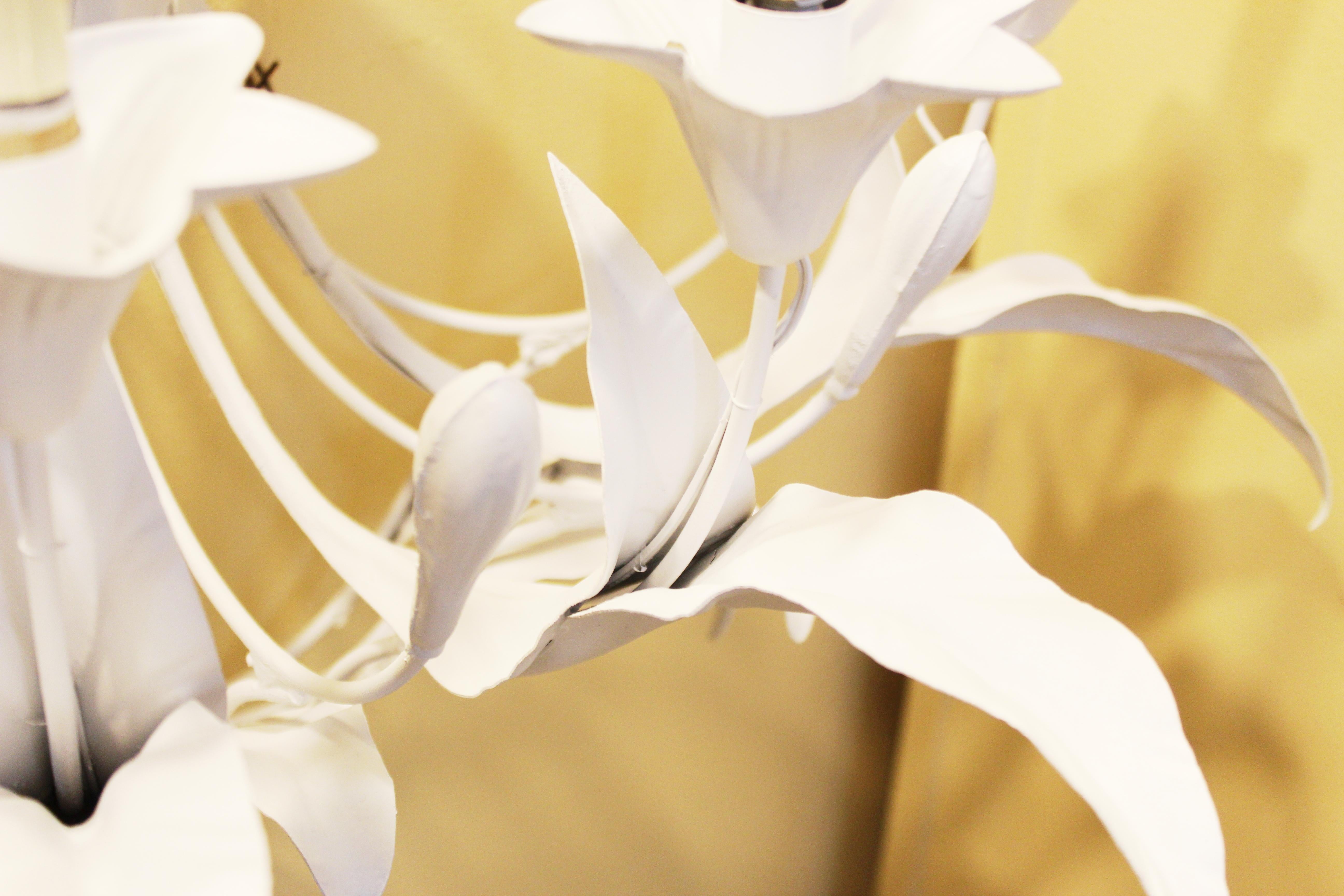 Art Nouveau Style Metal Floral Candelabra Sconces in White For Sale 10