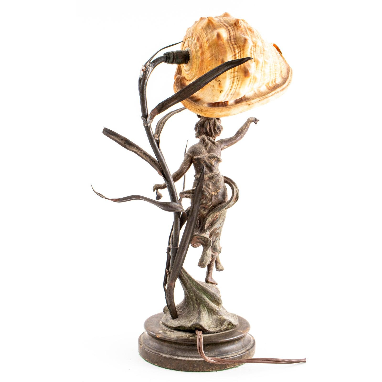 20th Century Art Nouveau Style Mixed Metal Figural Table Lamp