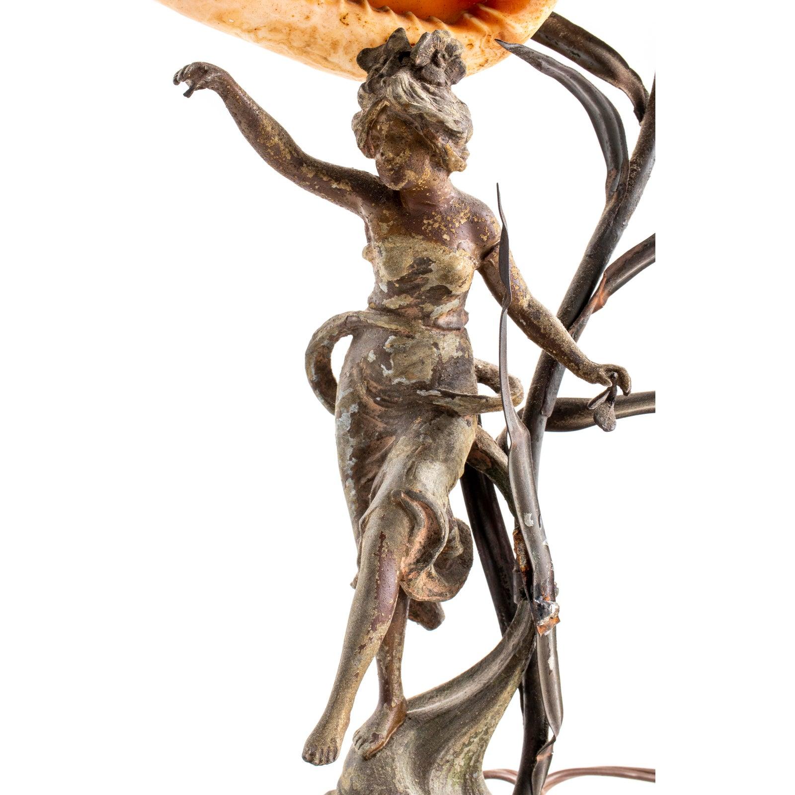 Art Nouveau Style Mixed Metal Figural Table Lamp 1