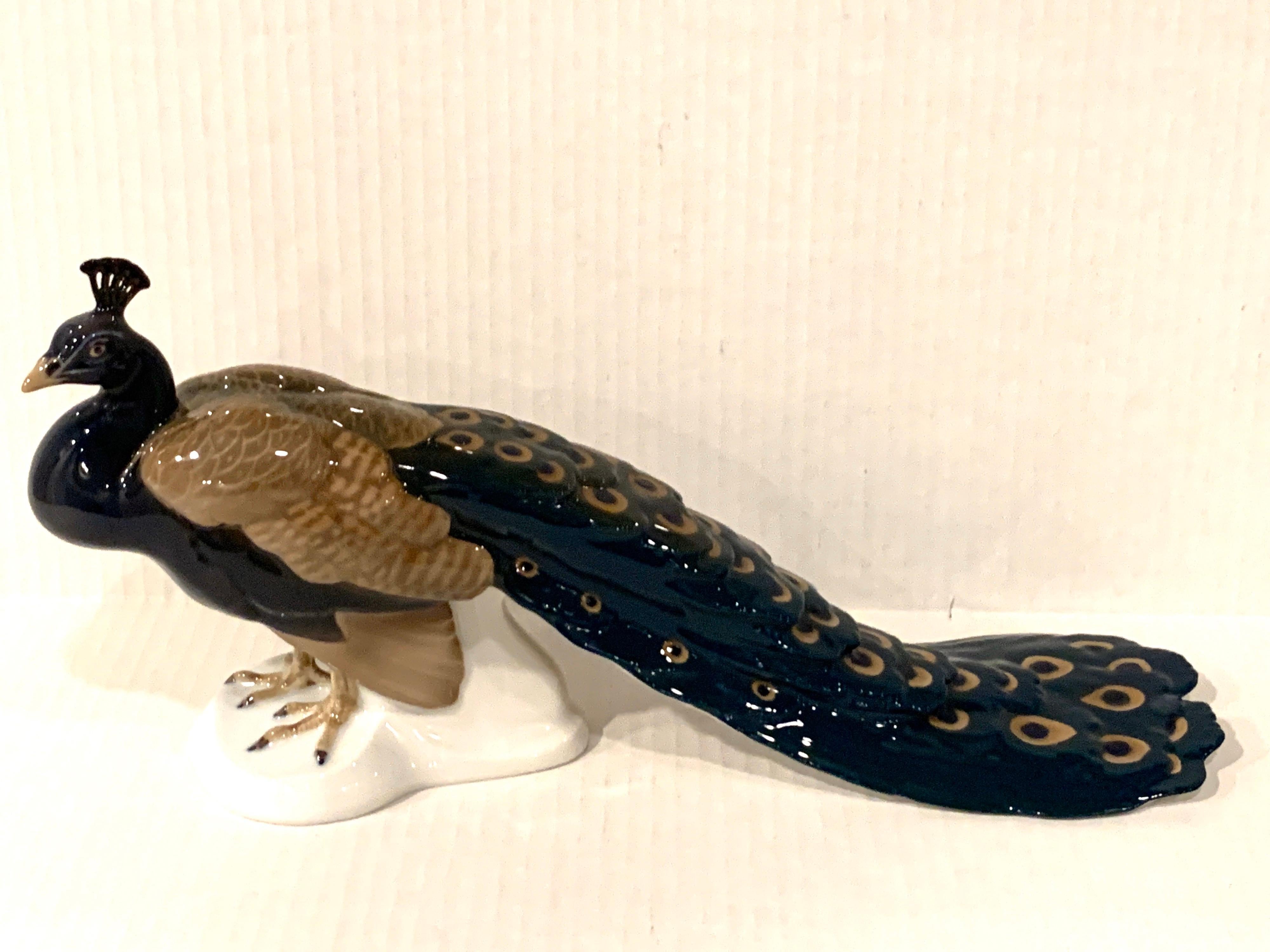 Art Nouveau Style Model of a Peacock, by Dahl Jensen for B&G In Excellent Condition In Atlanta, GA