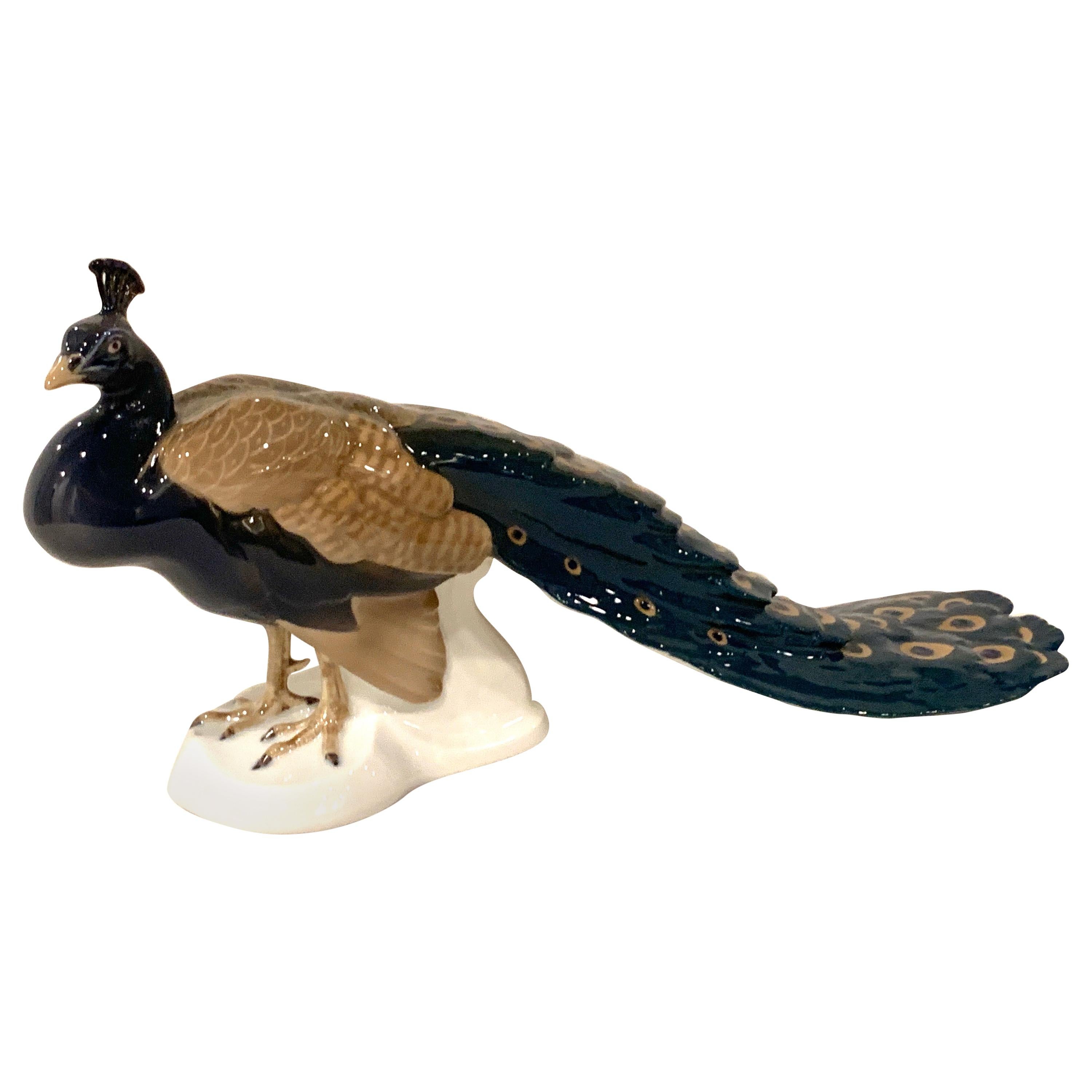 Art Nouveau Style Model of a Peacock, by Dahl Jensen for B&G
