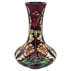 Vintage Art Nouveau Style MOORCROFT Pottery by Rachel Bishop, MASQUERADE pattern vase.