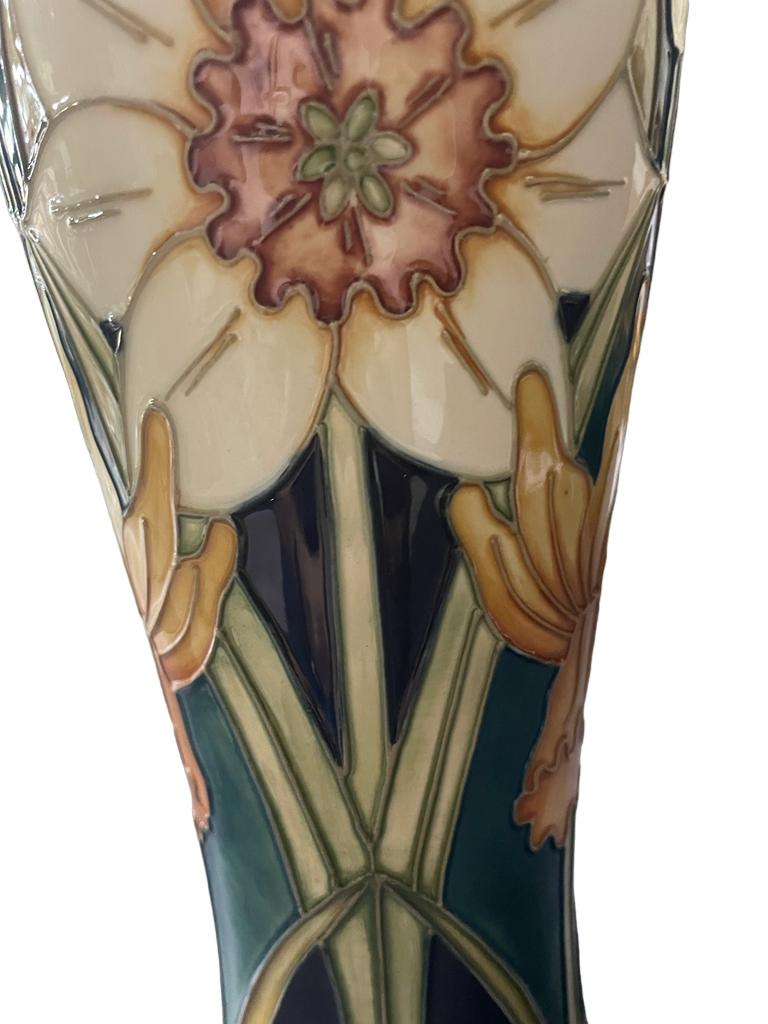 English Art Nouveau style MOORCROFT  pottery Rachel Bishop LARGE Vase, Daffodil, 1994 For Sale