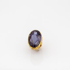 Art Nouveau Style Oval Cut Ametrine Yellow Gold Cocktail Ring