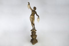 Art Nouveau-Style Painted Ceramic Floor Lamp of Maenad Holding Grapes, Argentina