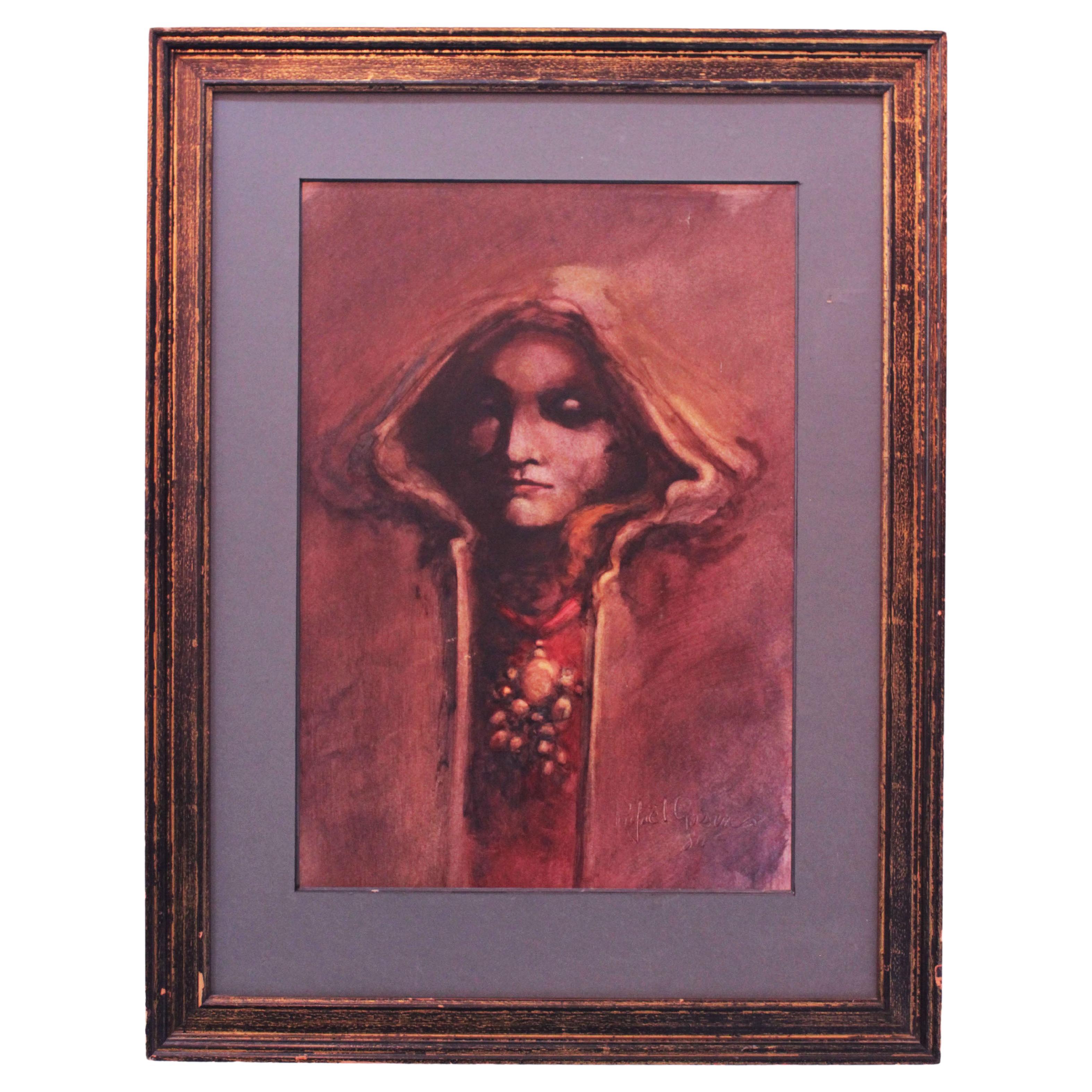 Art Nouveau Style Painting, 1984, Gouache, Framed For Sale