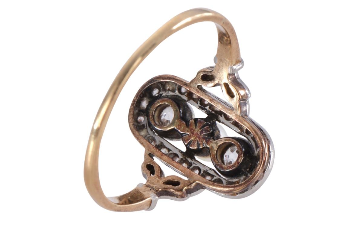 da uomo o donna Anello in stile Art Nouveau con perle e diamanti in vendita