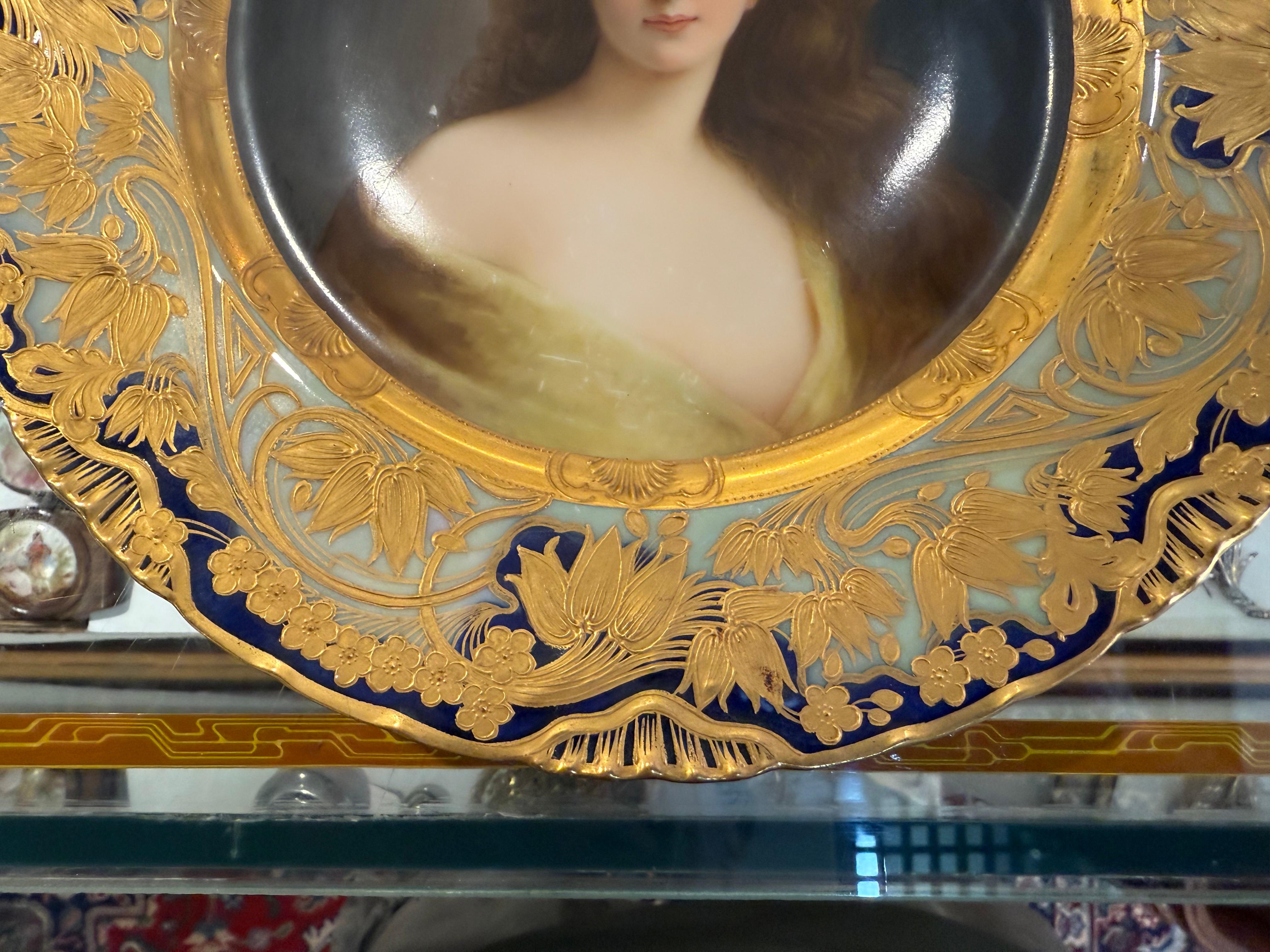 Art Nouveau Style Royal Vienna Porcelain Portrait Plate For Sale 6