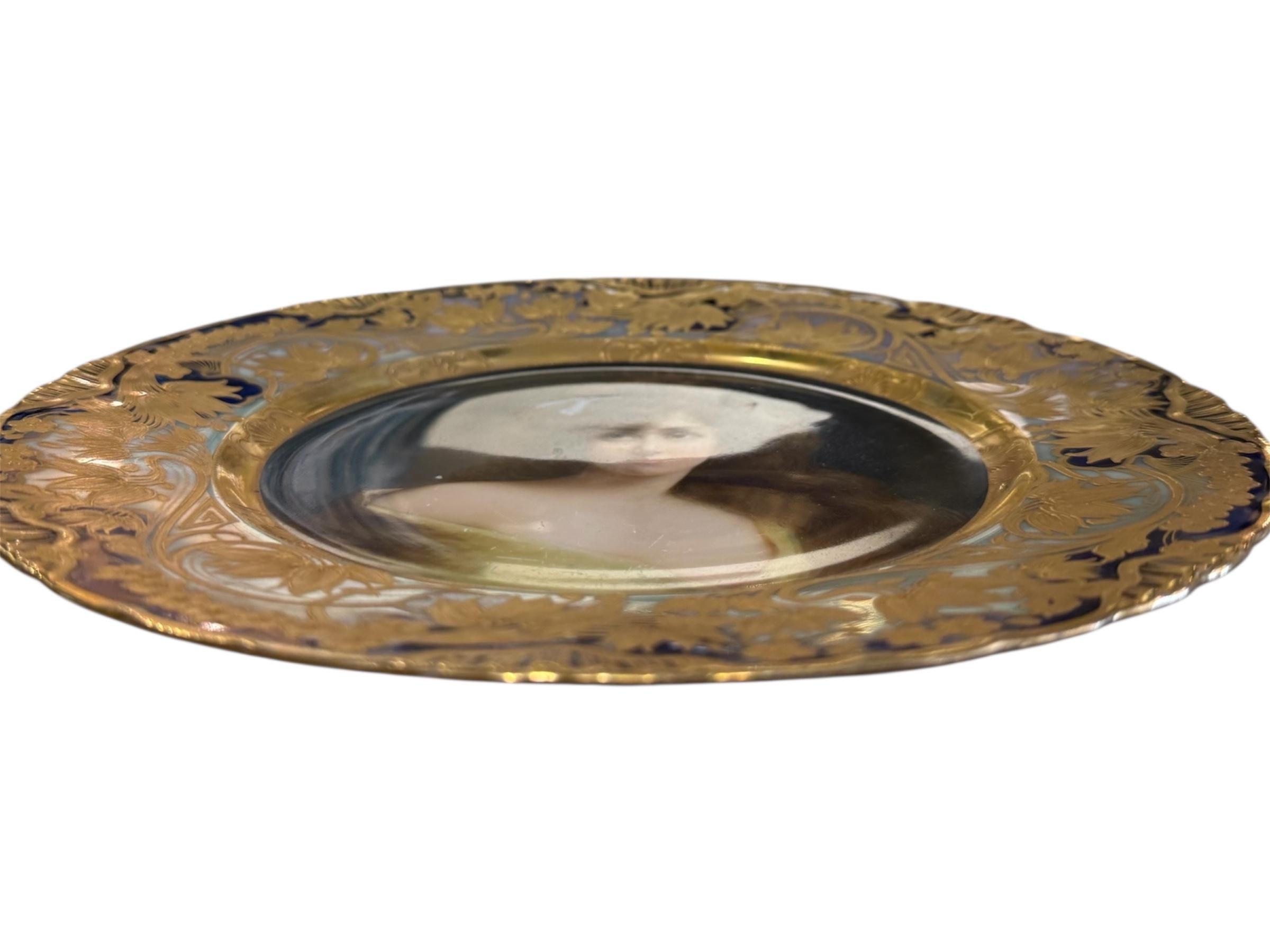Hand-Painted Art Nouveau Style Royal Vienna Porcelain Portrait Plate For Sale
