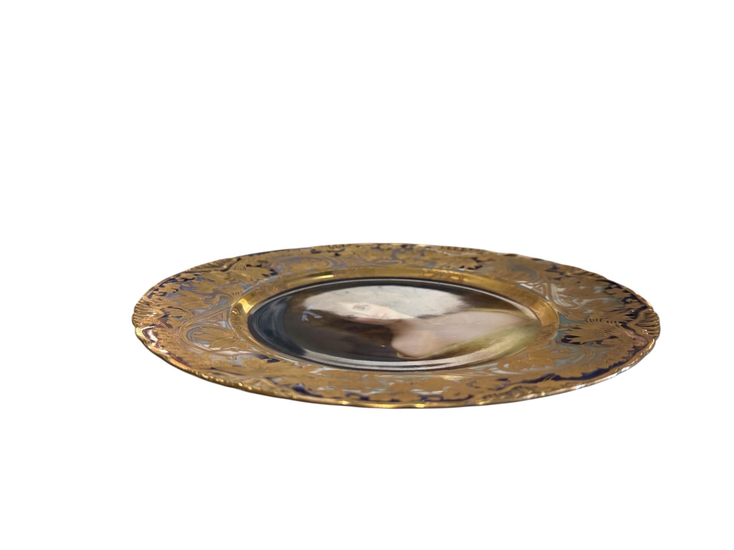 20th Century Art Nouveau Style Royal Vienna Porcelain Portrait Plate For Sale