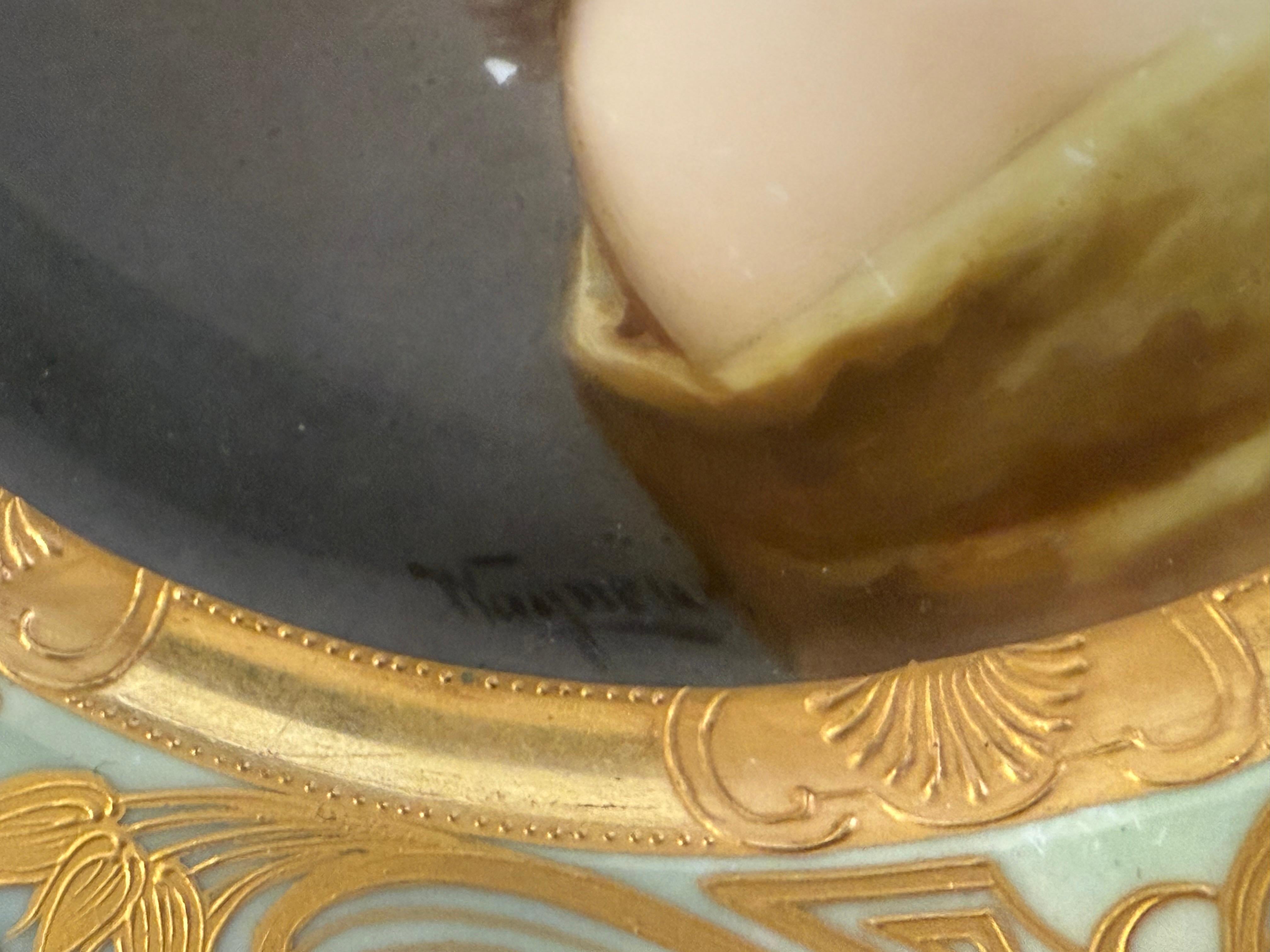 Art Nouveau Style Royal Vienna Porcelain Portrait Plate For Sale 2